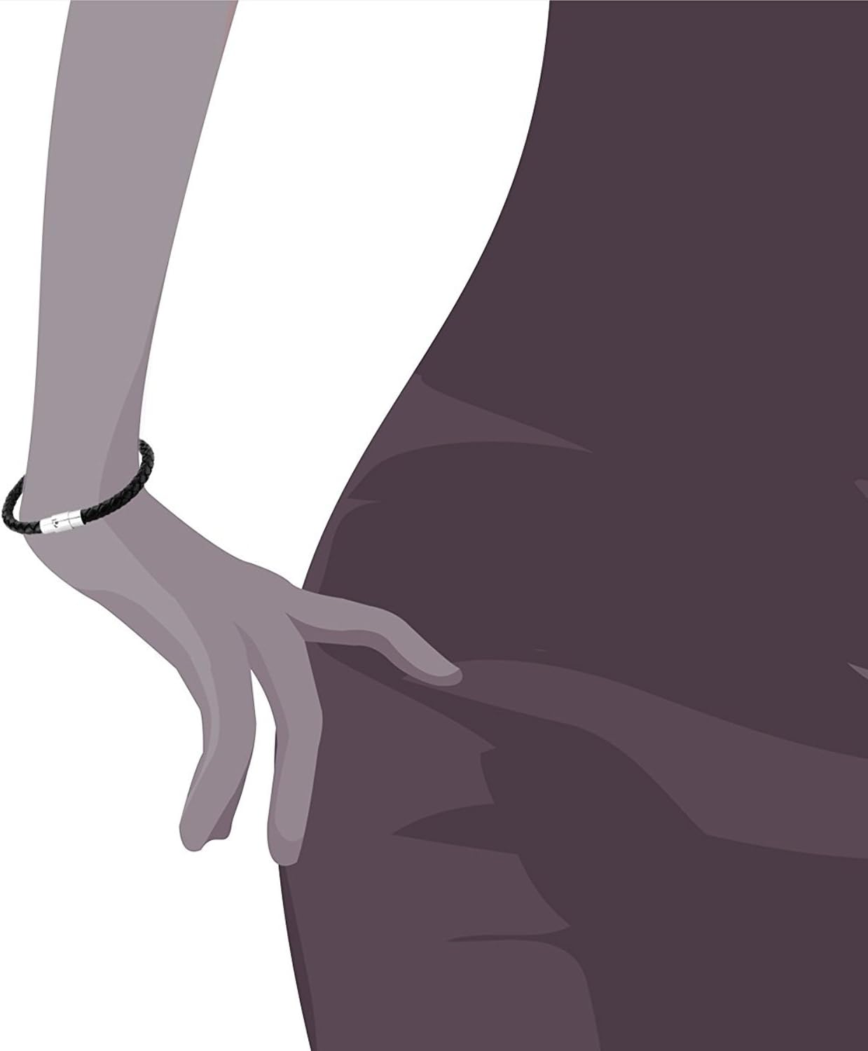 Jewelrieshop Braid Leather Bracelet Wristband, Stainless Steel Magnetic Lock Clasps, Cuff Bangle, Leather Cord image number 6