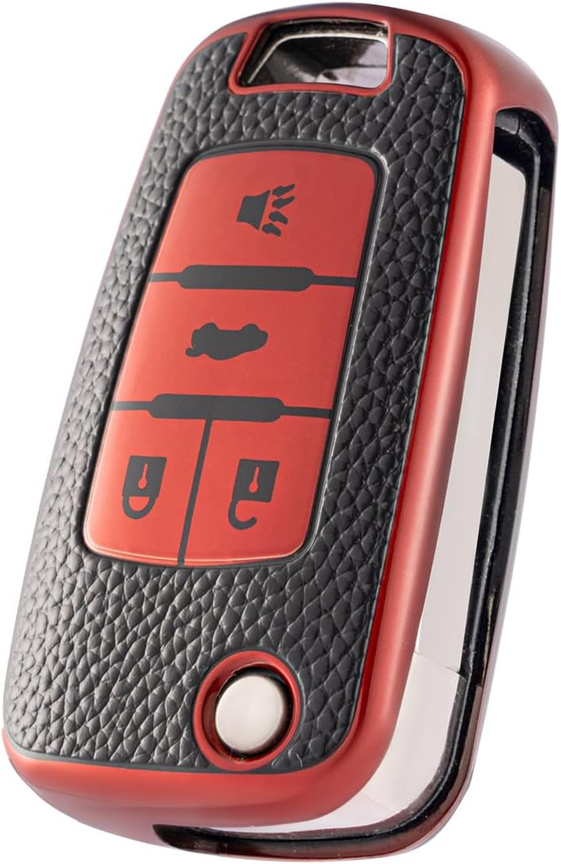CHATYYD Key Fob Cover for Chevy, Smart Remote Car Key Case Cover Compatible with Chevrolet Cruze Equinox Camaro Malibu Sonic Volt Park Buick Encore Allure Regal(Red) image number 6