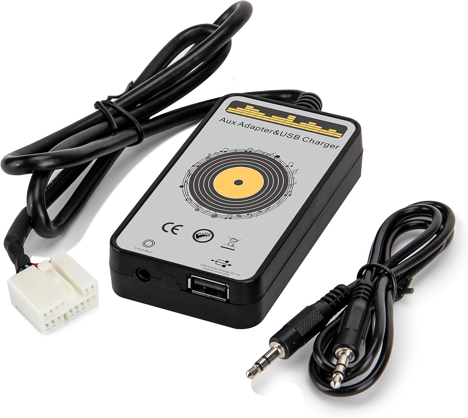 Car Audio AUX Input Adapter with 5V/3.0A USB Charging Port (2Nd Gen) for Honda Accord 2003-2012, City 2002-2011, CRV 2005-2014, Civic 2006-2012, Odyssey 2005-2010, TSX 2004-2011