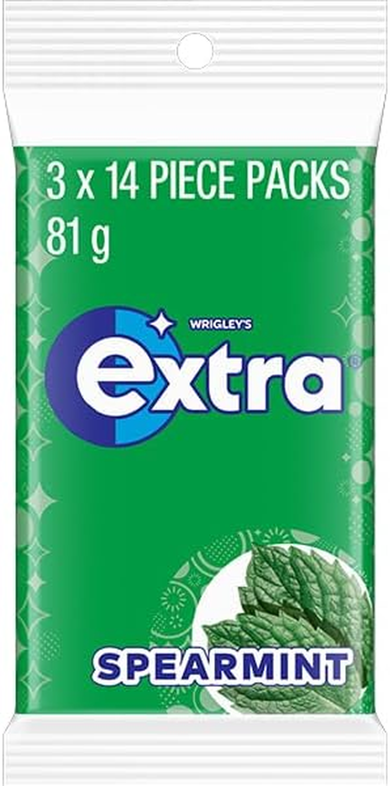 Extra Spearmint, Sugar Free Chewing Gum, 3 Packets with 14 Pieces