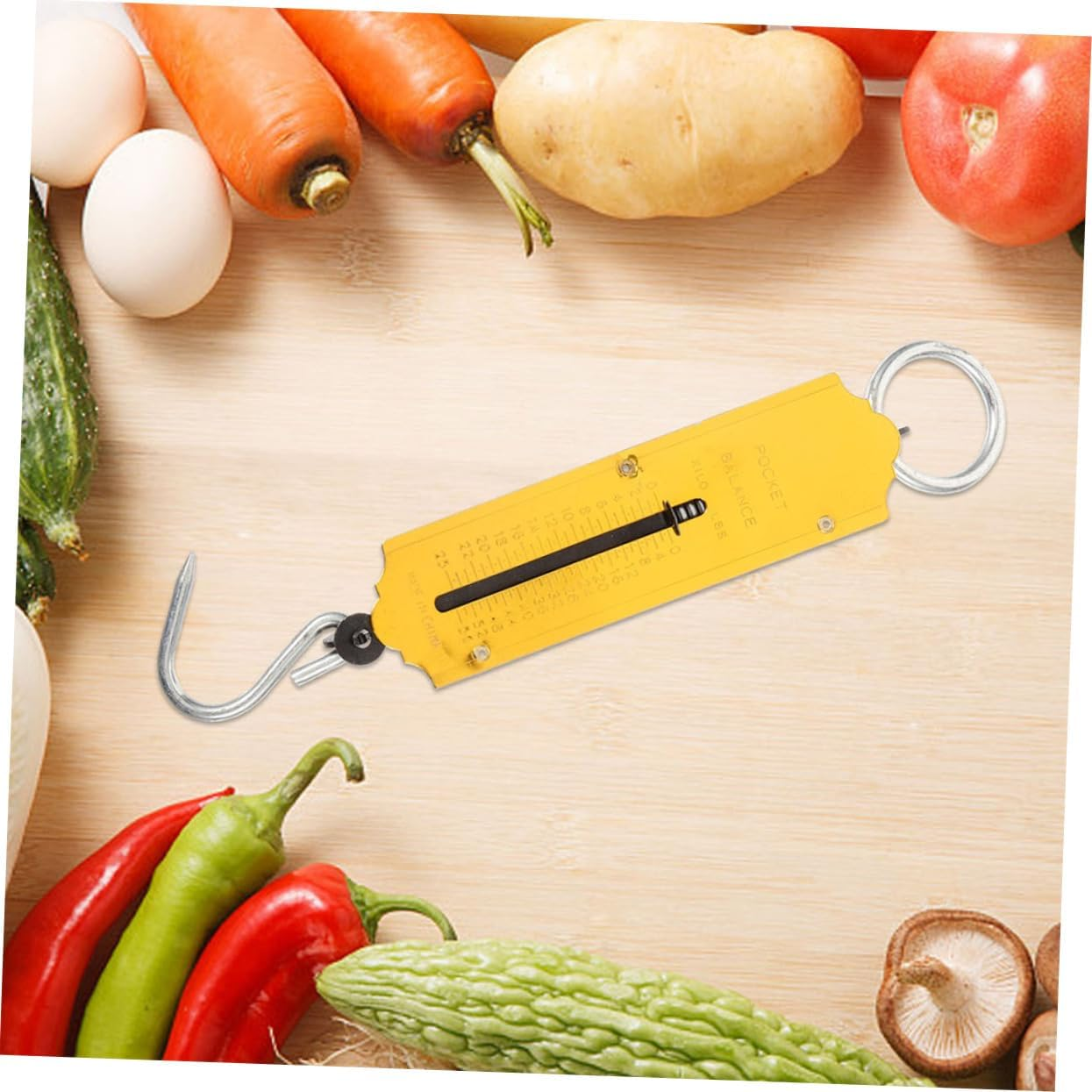 Mipcase 2Pcs Portable Mechanical Hanging Hook Scales 25Kg Vintage Vertical Spring Fish and Luggage Weighing Scale Large Handle for Outdoor Fishing and Travel image number 2