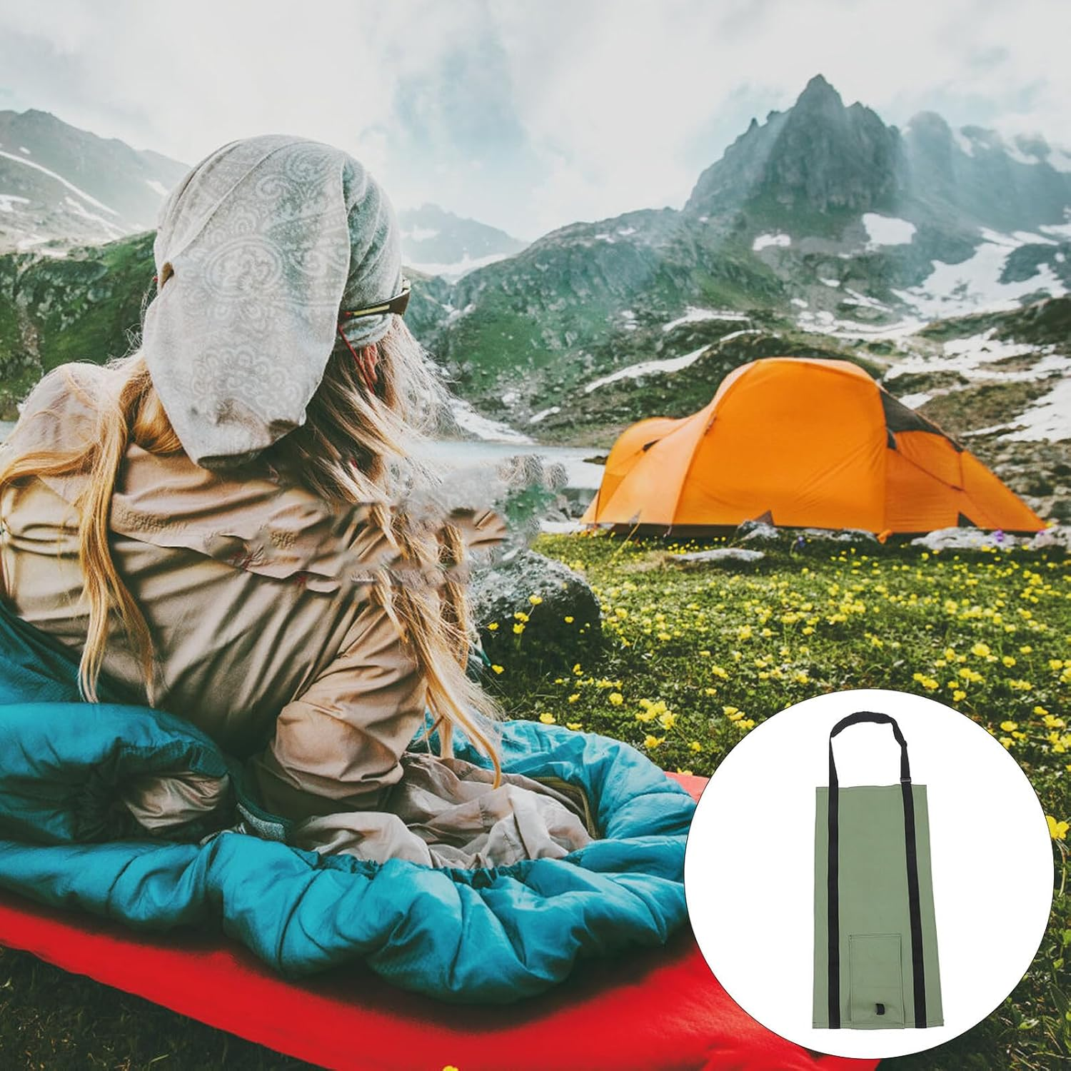 SEWACC Heavy Duty Canvas Firewood Carrier Bag Handles, Military Green Log Tote for Outdoor Camping and Wood Stove Transport image number 6