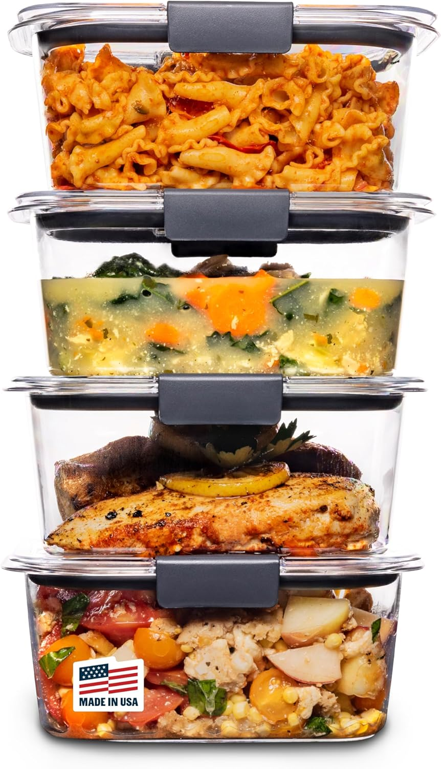 Rubbermaid Brilliance BPA Free Airtight Food Storage Containers with Lids, Set of 4 (4.7 Cup) Ideal for Lunch, Meal Prep, and Leftovers image number 6