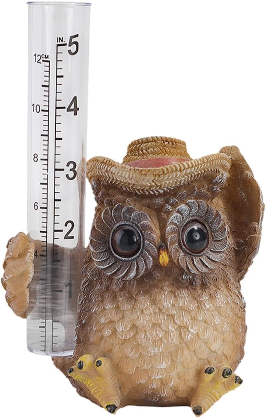 Limcryspp Owl Animal Sculpture Rain Gauge, Water Meter Sculpture, Resin Gauge | Resin Rainfall Measurement, Courtyard Rain Gauge Decoration, Rain Gauge Perfect for Balconies, Backyards, Gardens image number 6