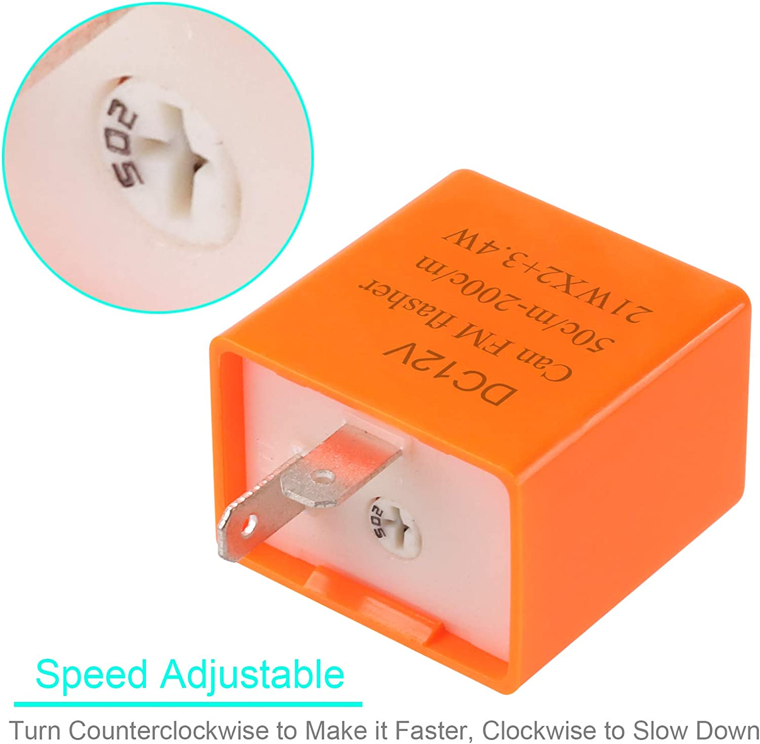 Kinstecks 2Pin Flasher Relay Speed Adjustable 12V Motorcycle Indicators LED Light Flasher for Motorcycle LED Indicators Turn Signal Light