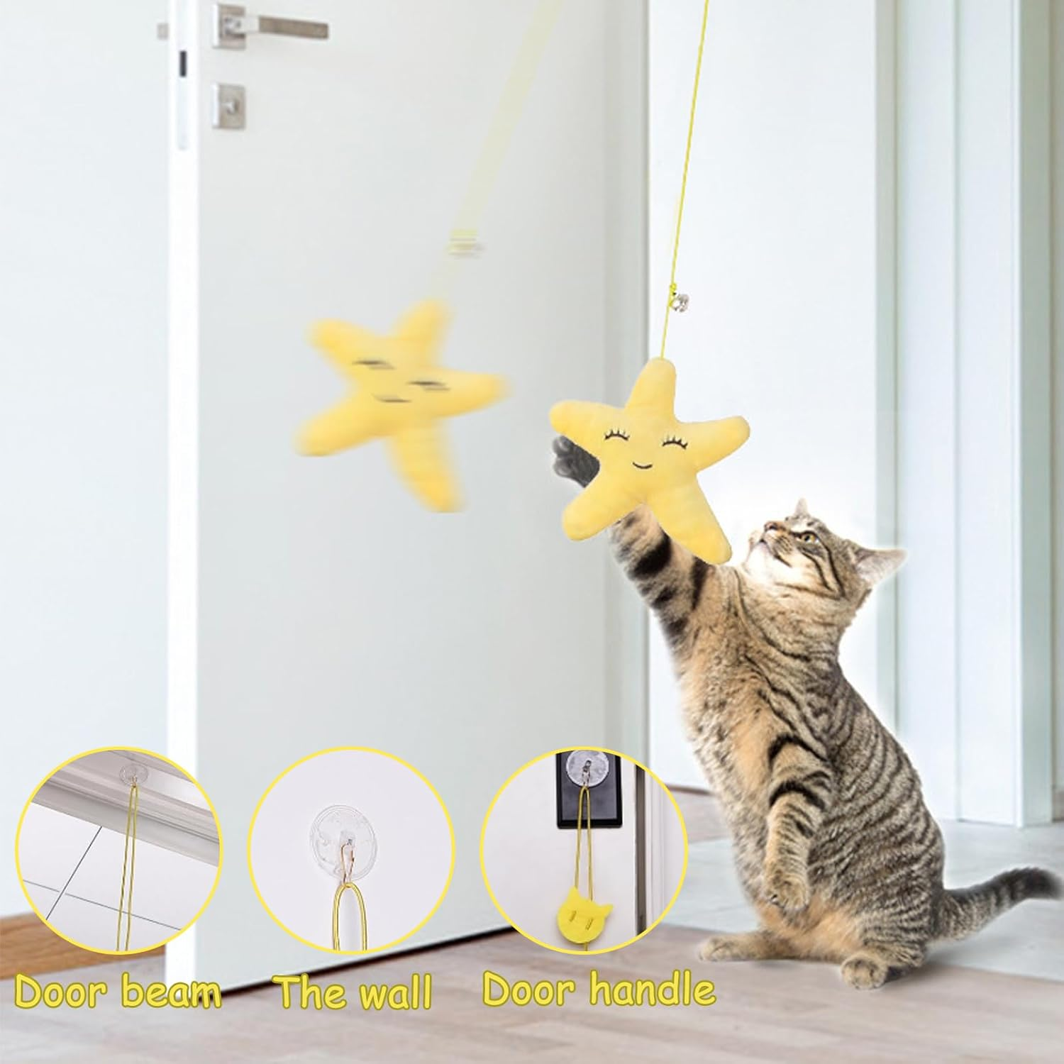 VPB 8Pack Cat Toys for Indoor Cats Adult Kitten,Door Hanging Interactive Cat Jumpy Toys with Bell and Feather Tail,Toys for Indoor Cat Kitten,No Batteries Required,Cat Enrichment Boredom Mouse Toy image number 2