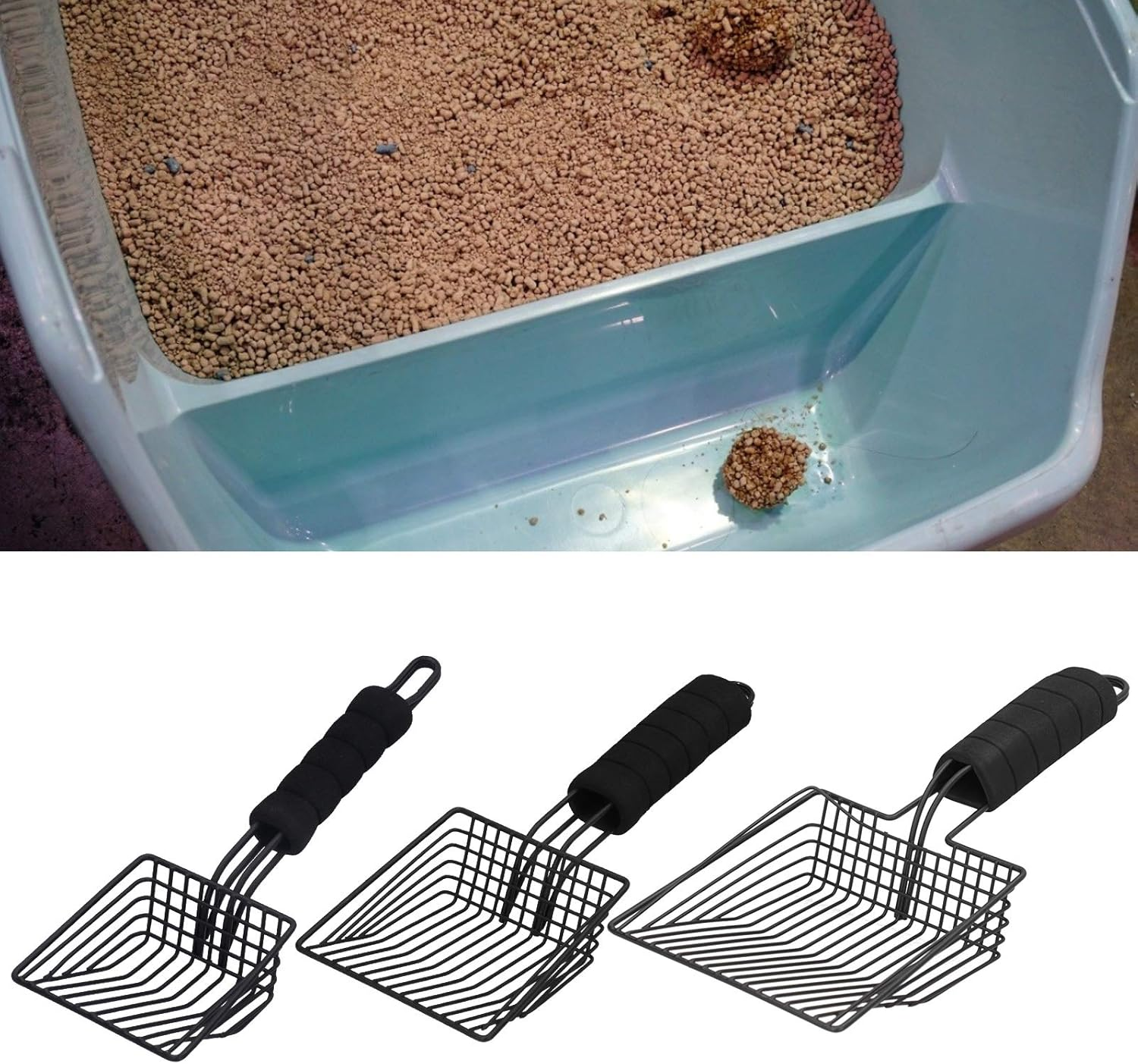 Cat Litter Scoop Cleaning Shovel, Black Reusable Metal Cat Litter Sand Scoop, Non Stick Sifter with Deep Shovel, Pet Cat Cleaning Supplies(L) image number 6