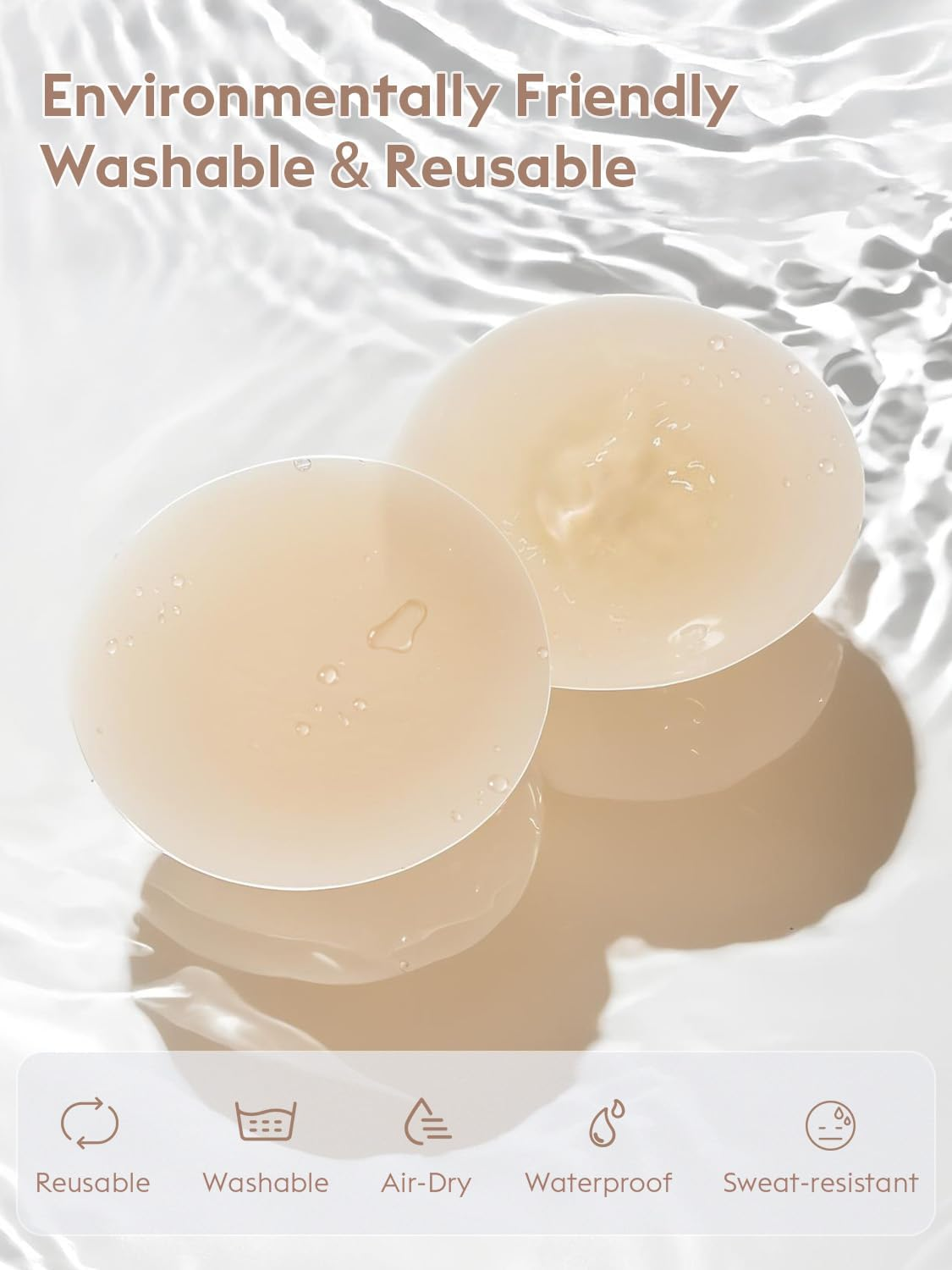 Nipple Covers for Women, 4 Pairs Nipple Covers, Adhesive Silicone Pasties, Reusable Sticky Bra, Nipple Covers No Show with Travel Box