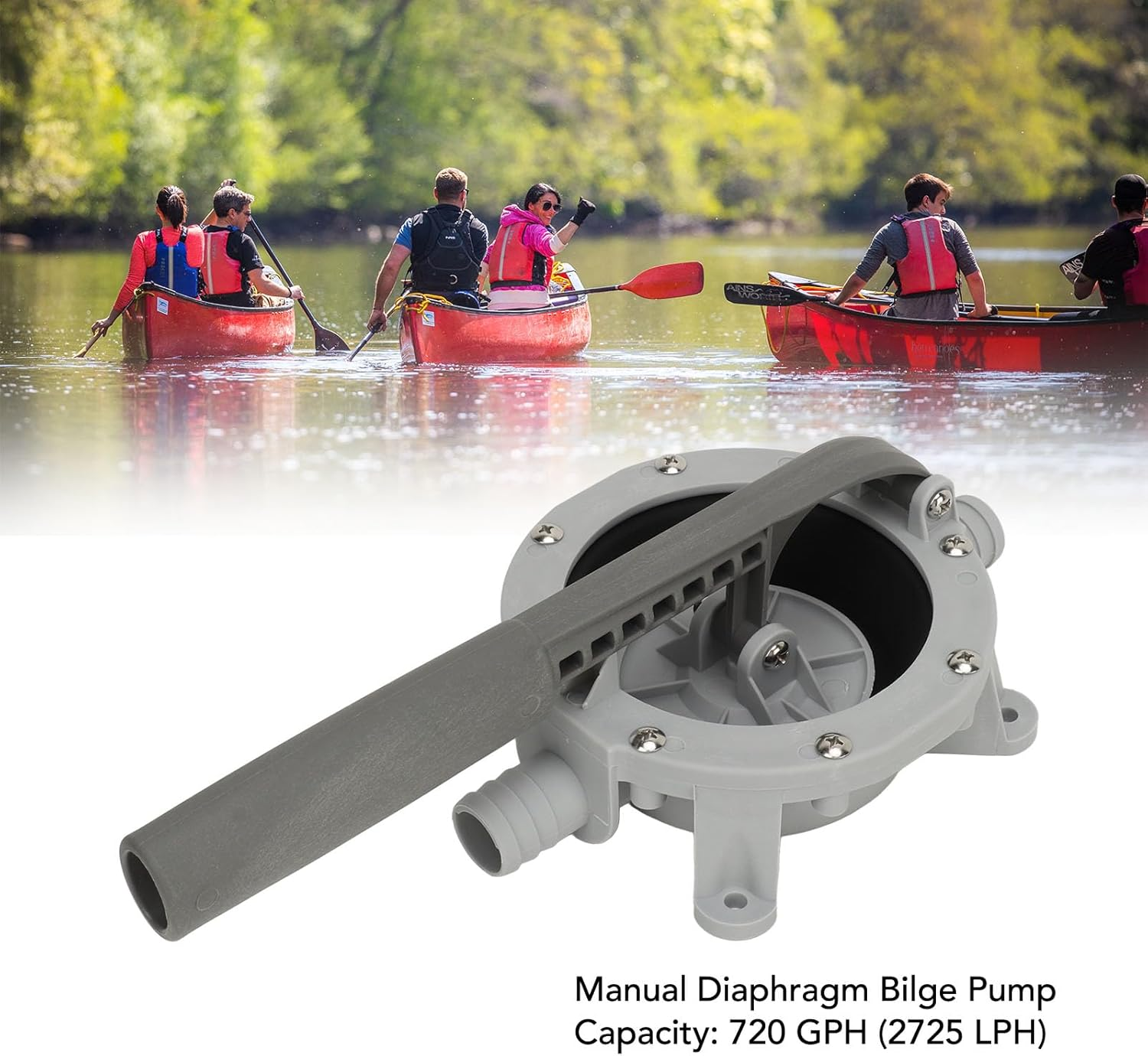 720GPH Diaphragm Manual Bilge Pump with Strong Suction, Manual, Hand, Water Transfer Pump, Lightweight for Boats, Yachts, Kayaks - Self Priming, Durable