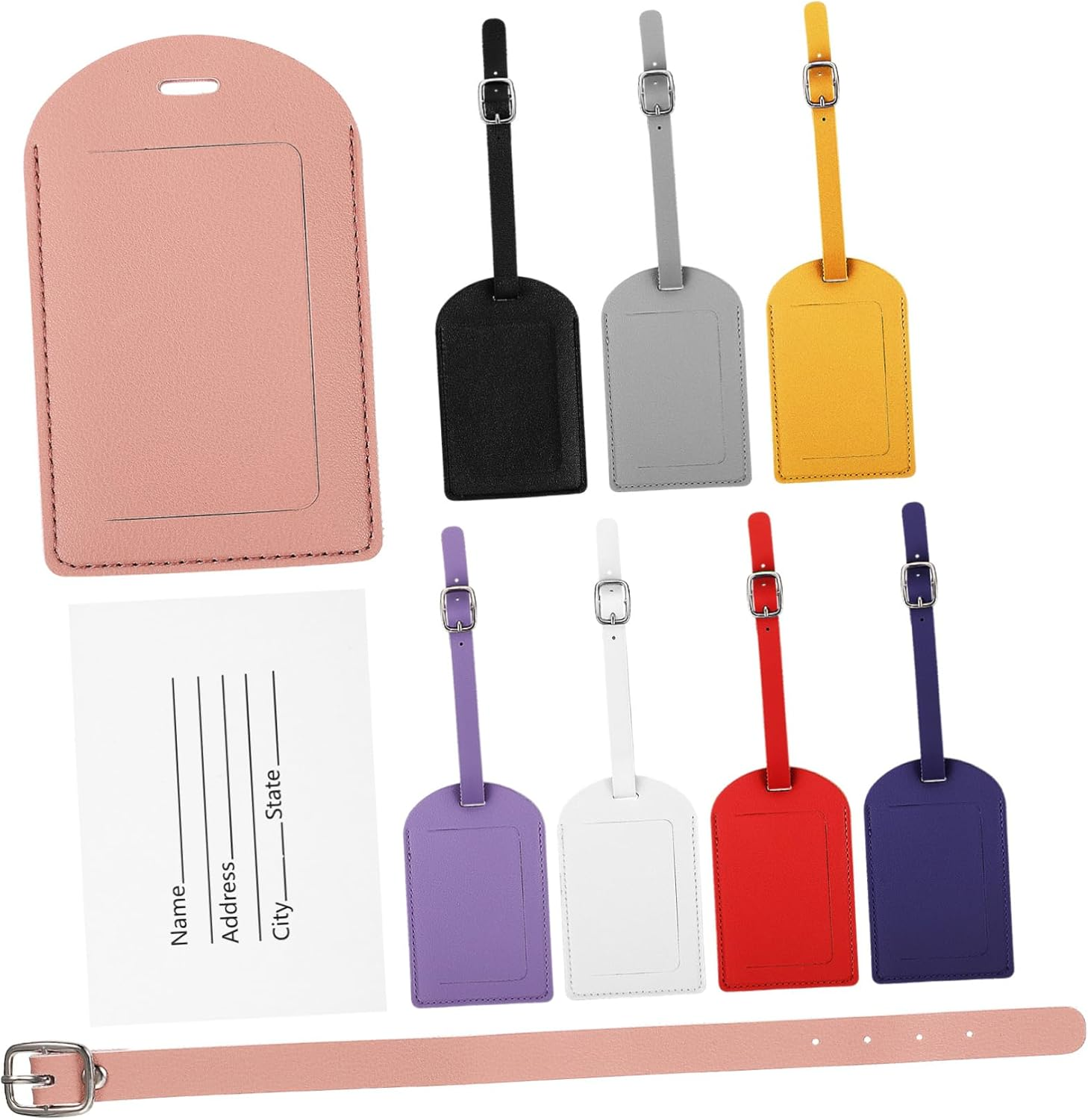 VALICLUD 8Pcs Leather Luggage Tag Thicken Luggage Tag Flipping Lid for Suitcase Travel Accessories Travel Necessity image number 4