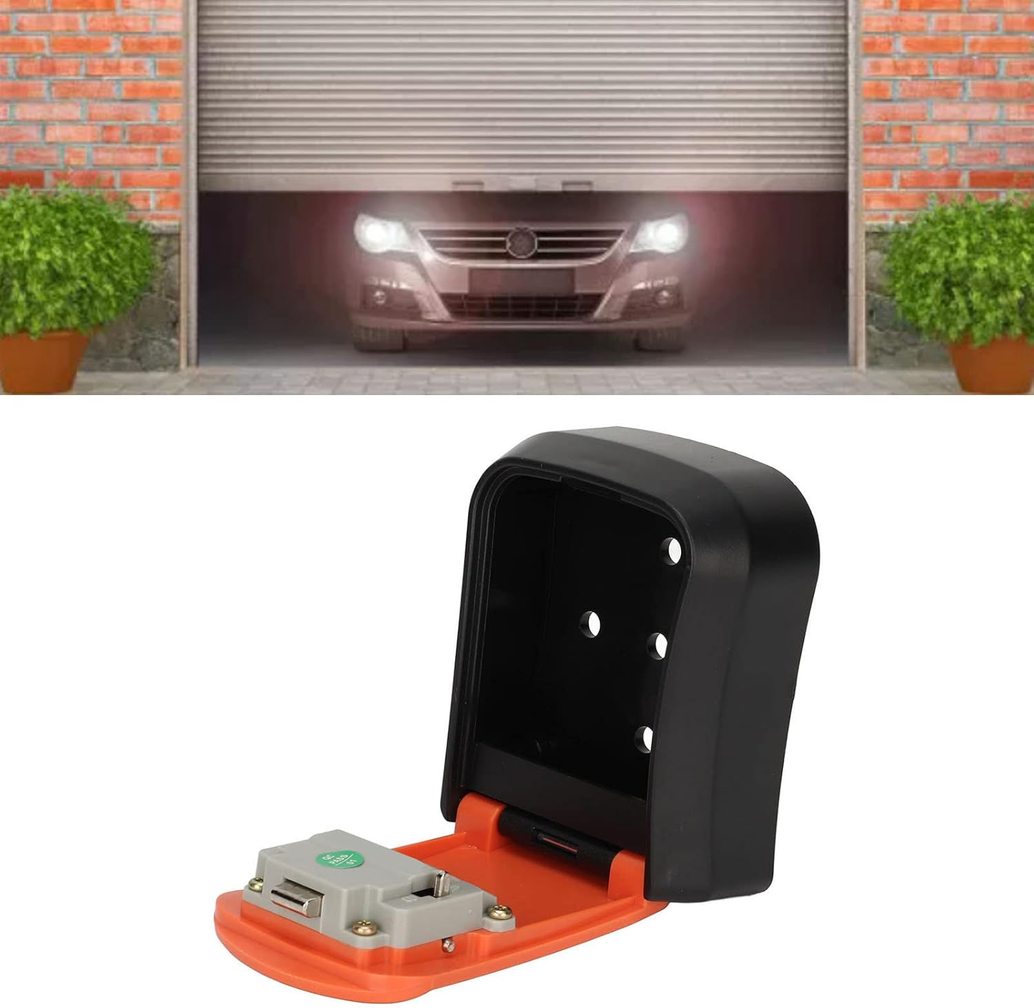 Small Combination Lock Box, Wall Mounted Key Lock Box with 4 Digit Password, Waterproof Key Storage Lock Box Support 5 Keys Capacity, Portable Security Case for Indoor Outdoor(Sx01 Orange) image number 6