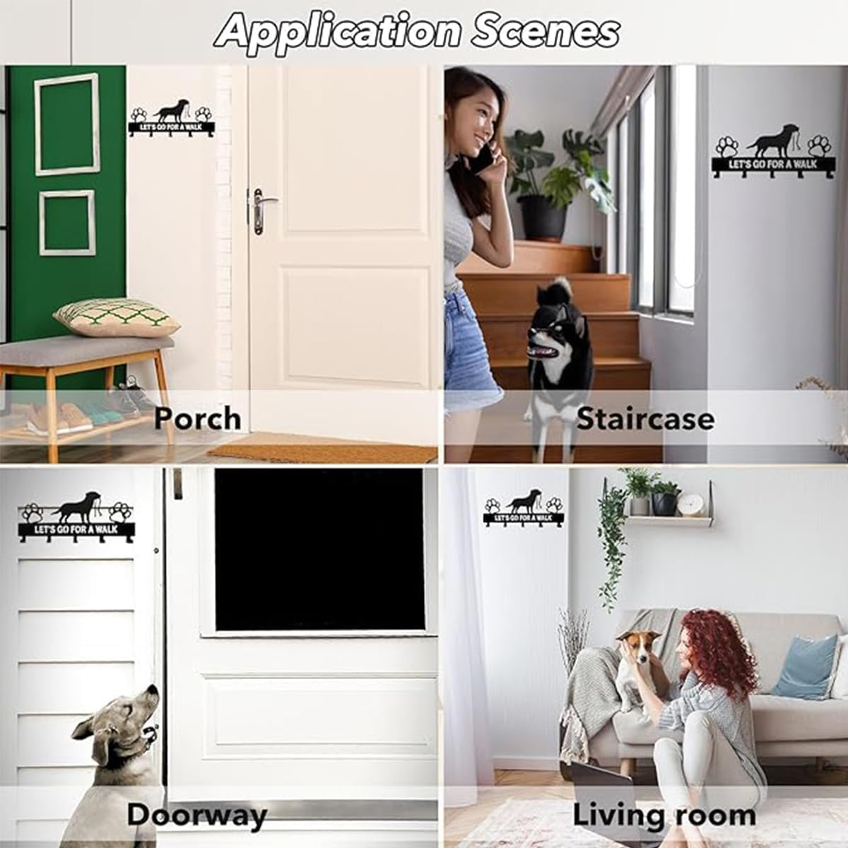 5-Hooks Dog Leash Holder for Wall,Doorway Dog Hooks for Wall,Dog Outdoor Stuffs Storager Rack for Hanging Dog Vest Harness,Key Holder Wall Mount,Leash,Collar,Keys,Dog Iron Leash Hooks for Wall image number 2