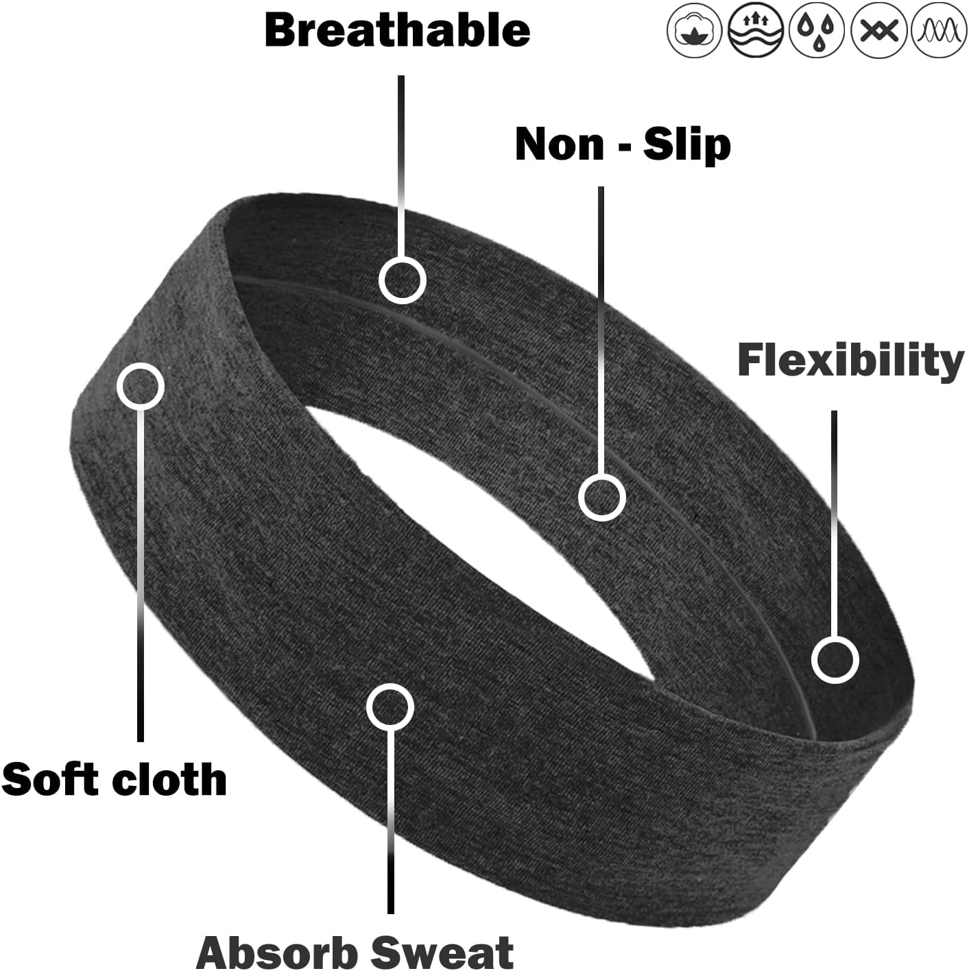 IVARYSS Workout Headbands for Women Non Slip, Premium Stretchy Soft Fabric Head Bands for Women'S Hair, Wear for Yoga, Running, Sport, 6 Pack