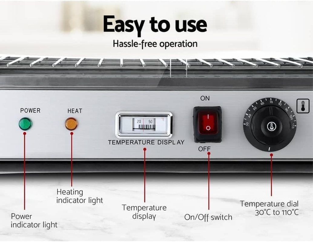 Devanti Food Warmer, 1000W Display Cabinet Commercial Electric Pie Foods Warmers Buffet Showcase Home Kitchen Restaurant Car Appliances Counter Top, with 4 Tier Shelves and Removable Crumb Tray Silver image number 4