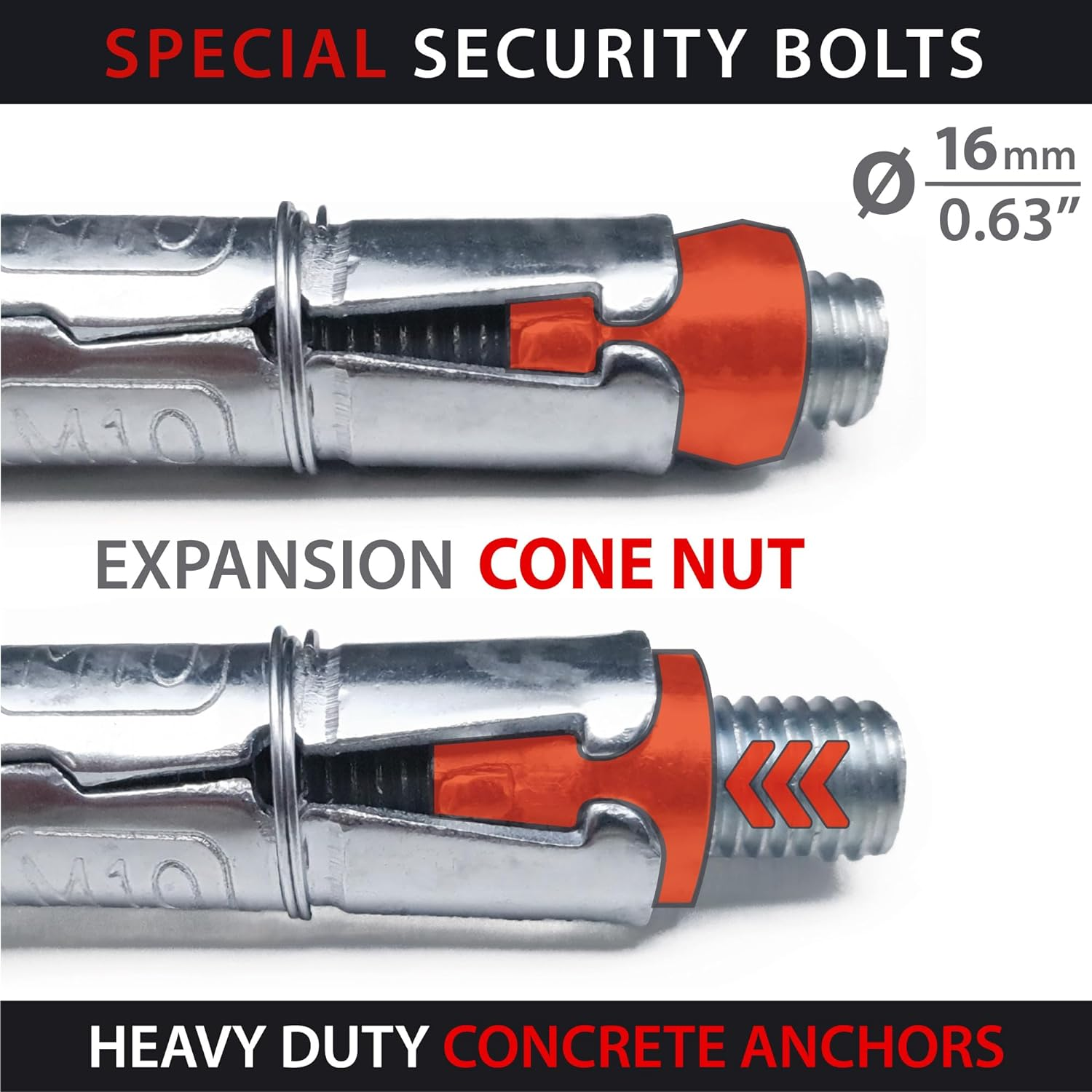 KRASER KR802 Motorcycle Security Anchor with Pivoting Ring &Oslash;14, Compact and Robust Steel, High Security Expanding Bolts, anti Theft Security for Motorbike Bicycle Parking Wall Floor Ground Concrete