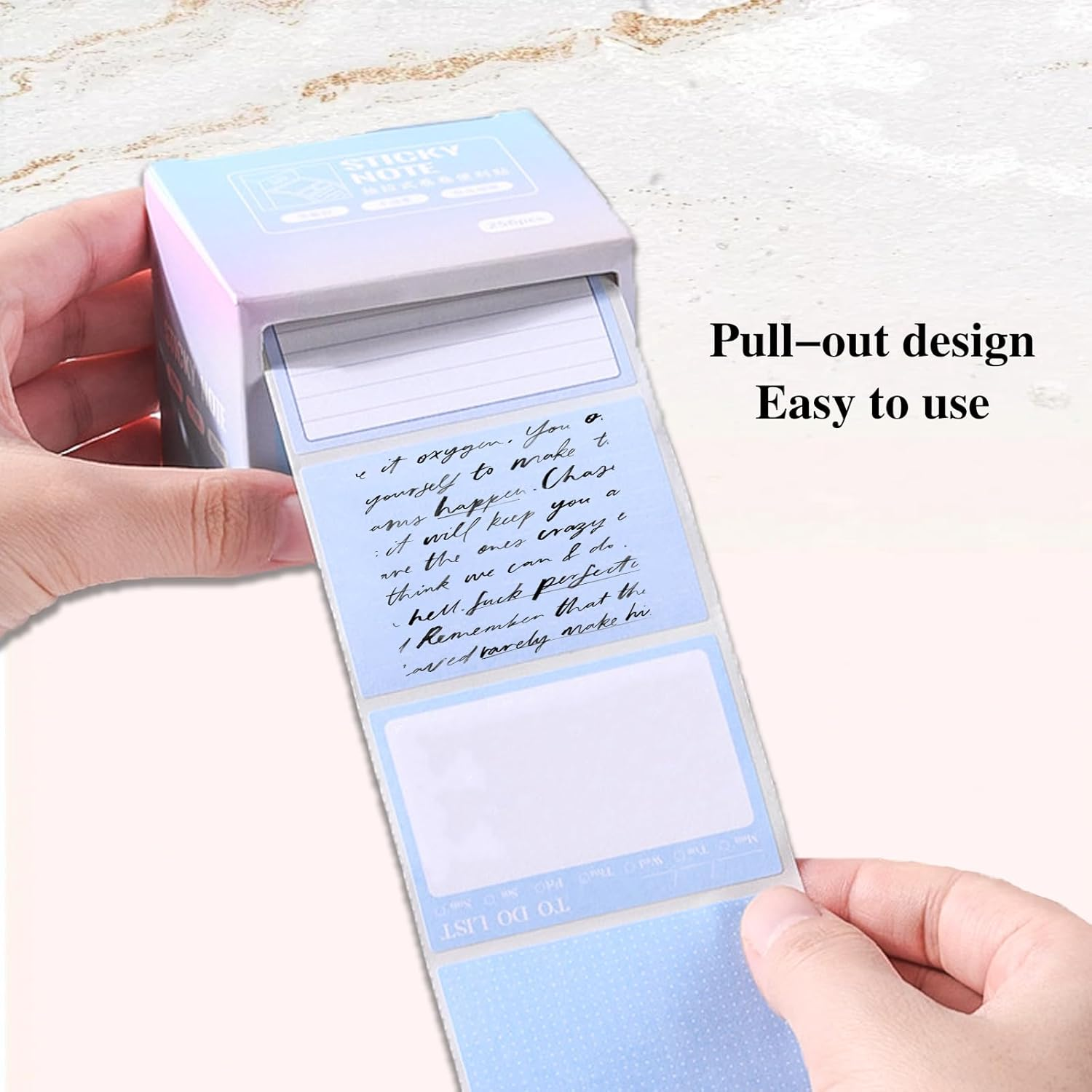 Fkereg 2 Pack Pull-Out Full Adhesive Sticky Notes Roll Tape 512 Sheets 8 Patterns, 1.8 X 2.5 Inch Cute Sticky Note Pads, Colorful Self-Stick Memo Paper Pad Label Stickers for Writing, Blue & Green image number 6