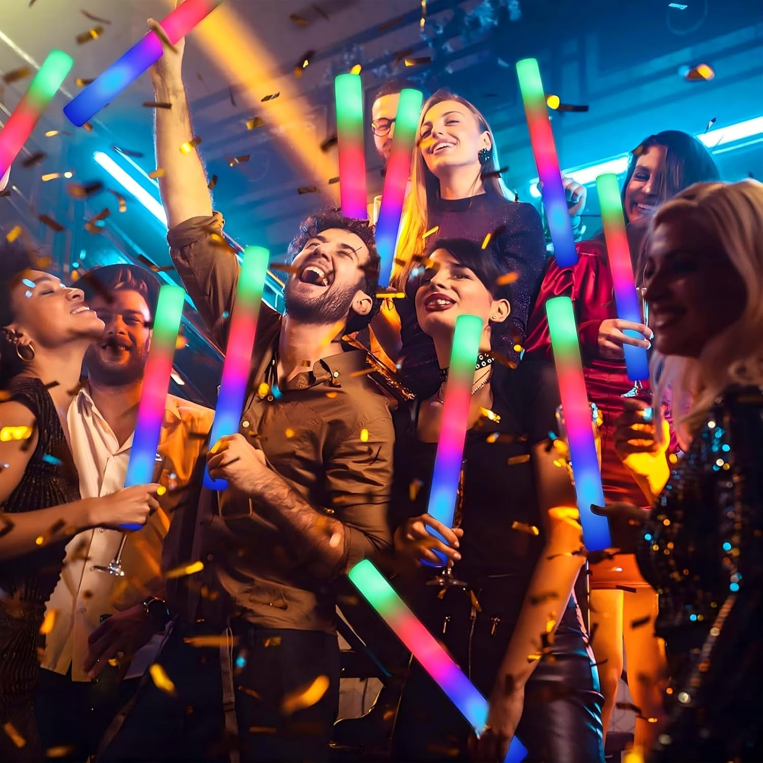 Foam Glow Sticks, 30 Pcs Bulk Giant 48CM LED Foam Stick, Glow in the Dark K Party Supplies with 3 Modes Colorful Flashing, Neon Party Favors for Birthday, Wedding, Carnival, Concerts, New Year, Guests image number 5