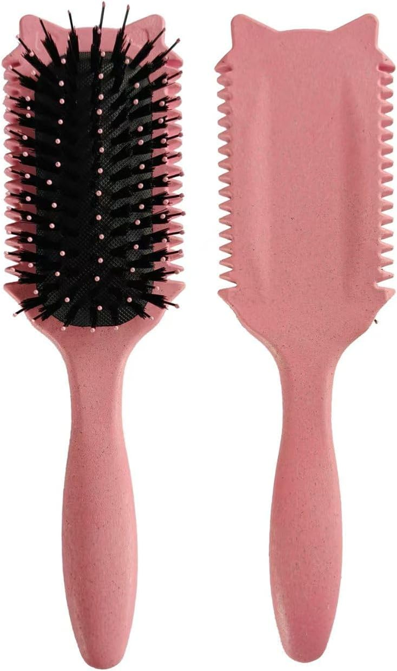 Curl Defining Brush, Curl Define Styling Brush, Hair Brush for Combing and Shaping Men'S and Women'S Curls to Reduce Pulling, Nylon Bristles, Curl Enhancing, Unisex (Pink, 24 Cm)
