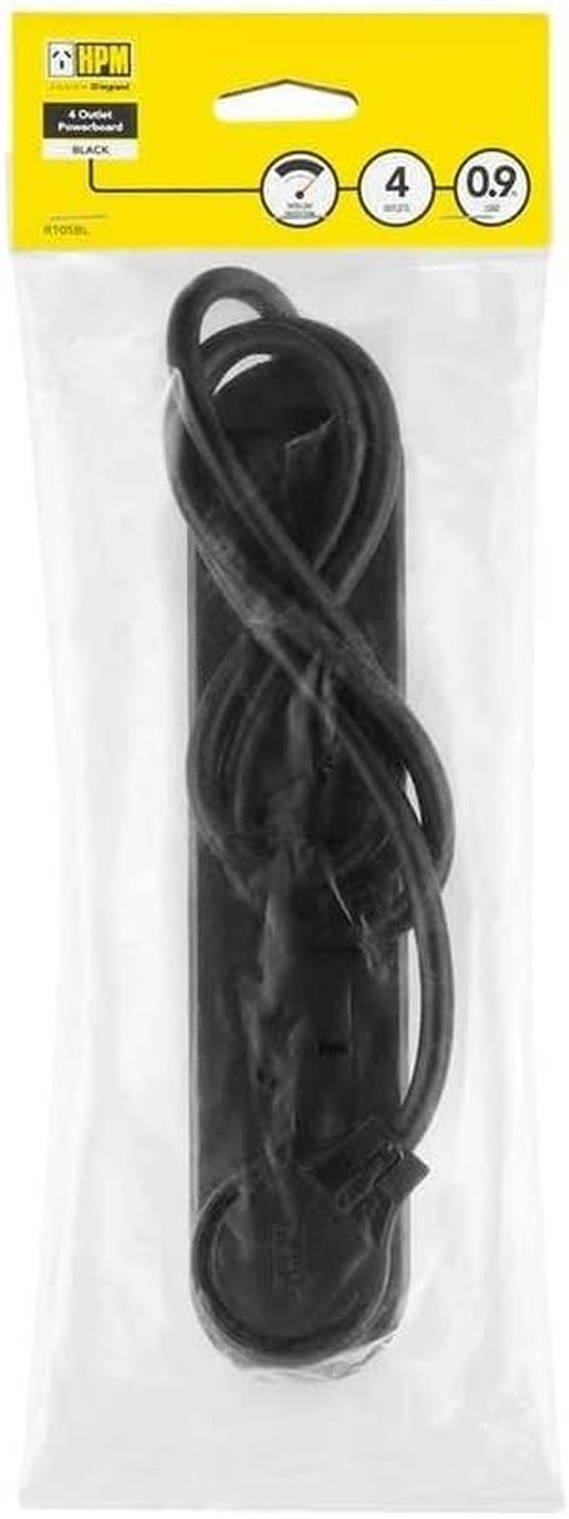 HPM Standard 4 Outlet Powerboard Black image number 1