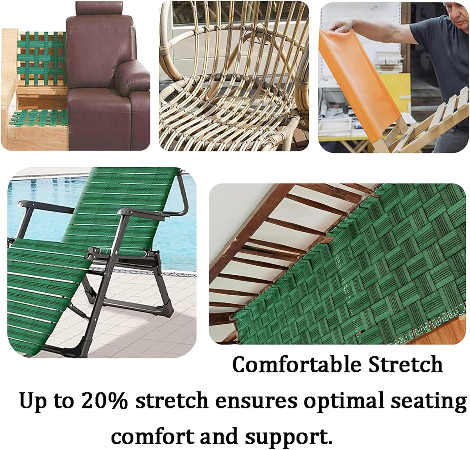 Elastic Belt 2" Wide Replacement Webbing for Furniture - Durable Elastic Latex Band for Chair & Couch Repair, Stretchy Spring Alternative, DIY Kit for Upholstery Projects (10M/32Ft) image number 6