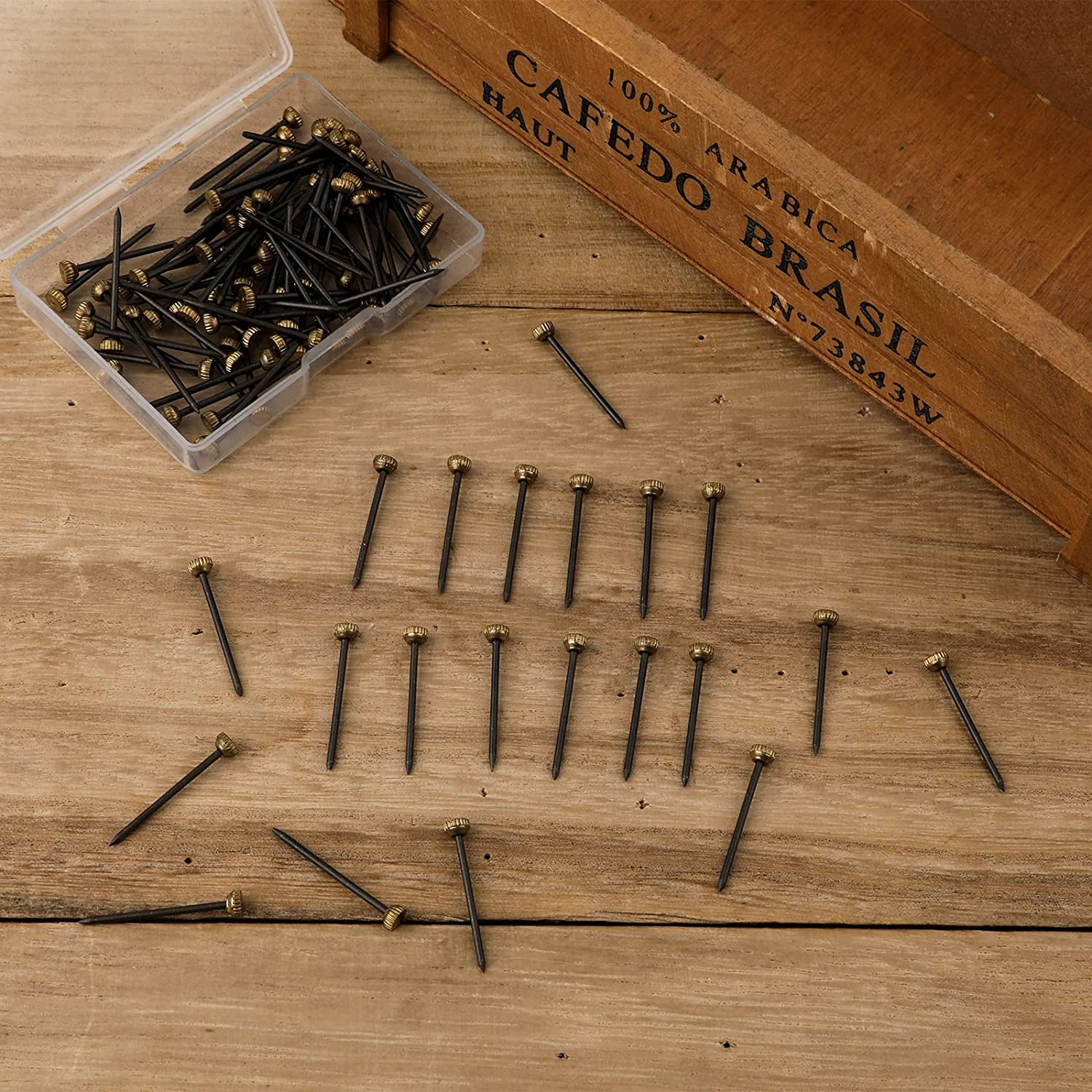 100Pcs Picture Hanging Nails, Sturdy Hanging Hardware Nails Picture Hanger Nails for Woodworking and Hanging Picture Photo Frames (0.98Inch Long) image number 1