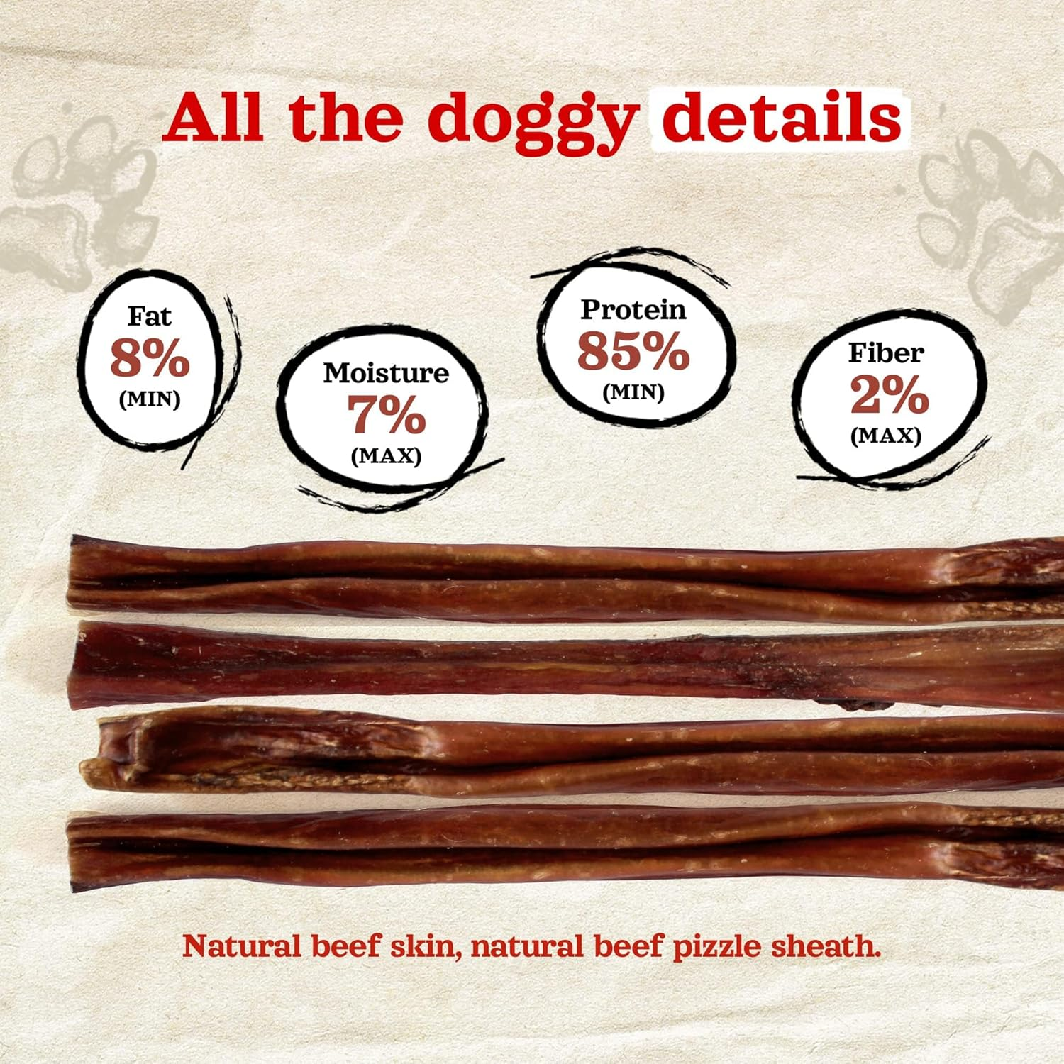Natural Farm Power Bully Sticks Dog Chews (6&rdquo;, 5-Pack), 2-In-1 Power Chews: Premium Beef Cheek Wrapped in Beef Pizzle, Long-Lasting, Great Dog Dental Treats Fro Small, Medium & Large Dogs image number 2