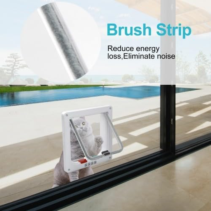 Cat Flap, 4-Way Locking Large Cat Door, Room Door, Weatherproof Cat Door, Cat Doors for Thin Door and Wall, Dog Door Window Magnetic Closure for Pets, Indoor Outdoor Door (M) image number 6