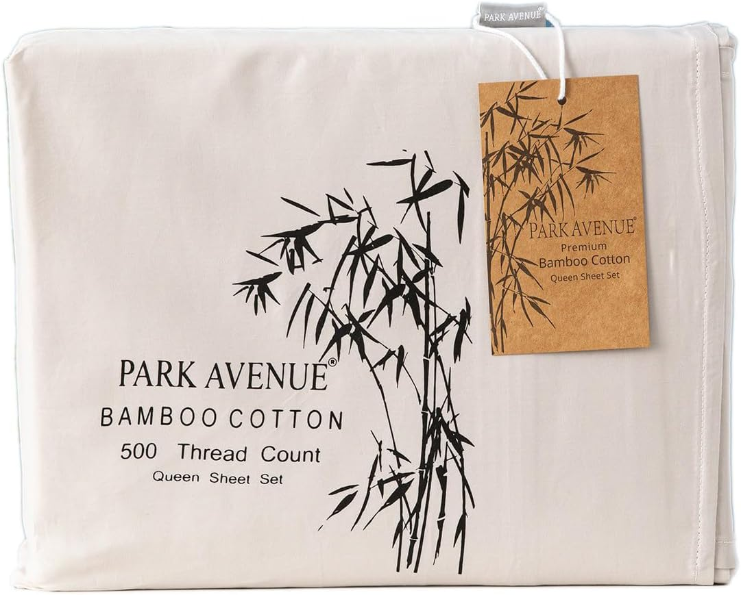 Park Avenue 500 Thread Count Natural Bamboo Cotton Bed Sheet Set, Split King, Pewter