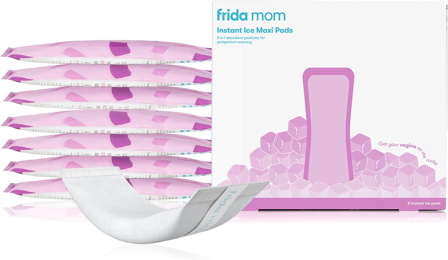 Frida Mom Instant Ice Maxi Pads | 8Ct Postpartum Perineal Ice Packs & Absorbent Maternity Pad in One Ready-To-Use Padsicle for after Birth image number 3