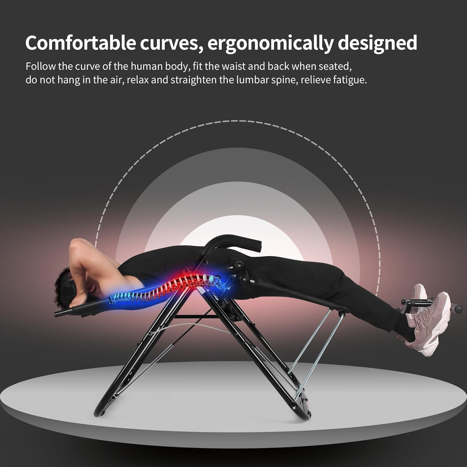 Leikefitness Ab Exercise Chair Core Strengthening Lightweight Foldable Sport Abdominal Exerciser Strength Training Inversion Equipment (Black) image number 3