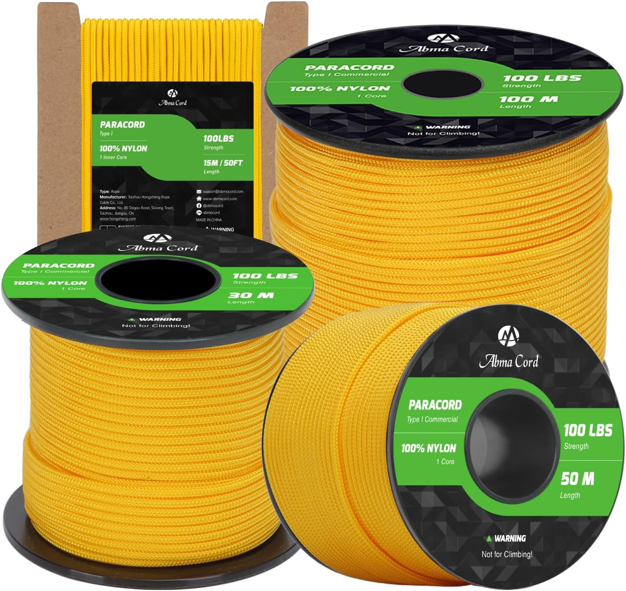 Abma Cord Paracord 2Mm 30M 100% Nylon Rope 1 Strand Type I Parachute Cord - Max. 45Kg (100Lbs) - White