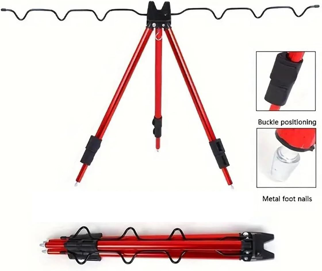 AIMALL Telescopic Fishing Rod Holder &ndash; Aluminium Alloy Triangle Bracket, Adjustable Sea Fishing Stand with Metal Foot Nails, 34.2In Wide, Extendable to 47.2In for Beach & Shore Fishing image number 5