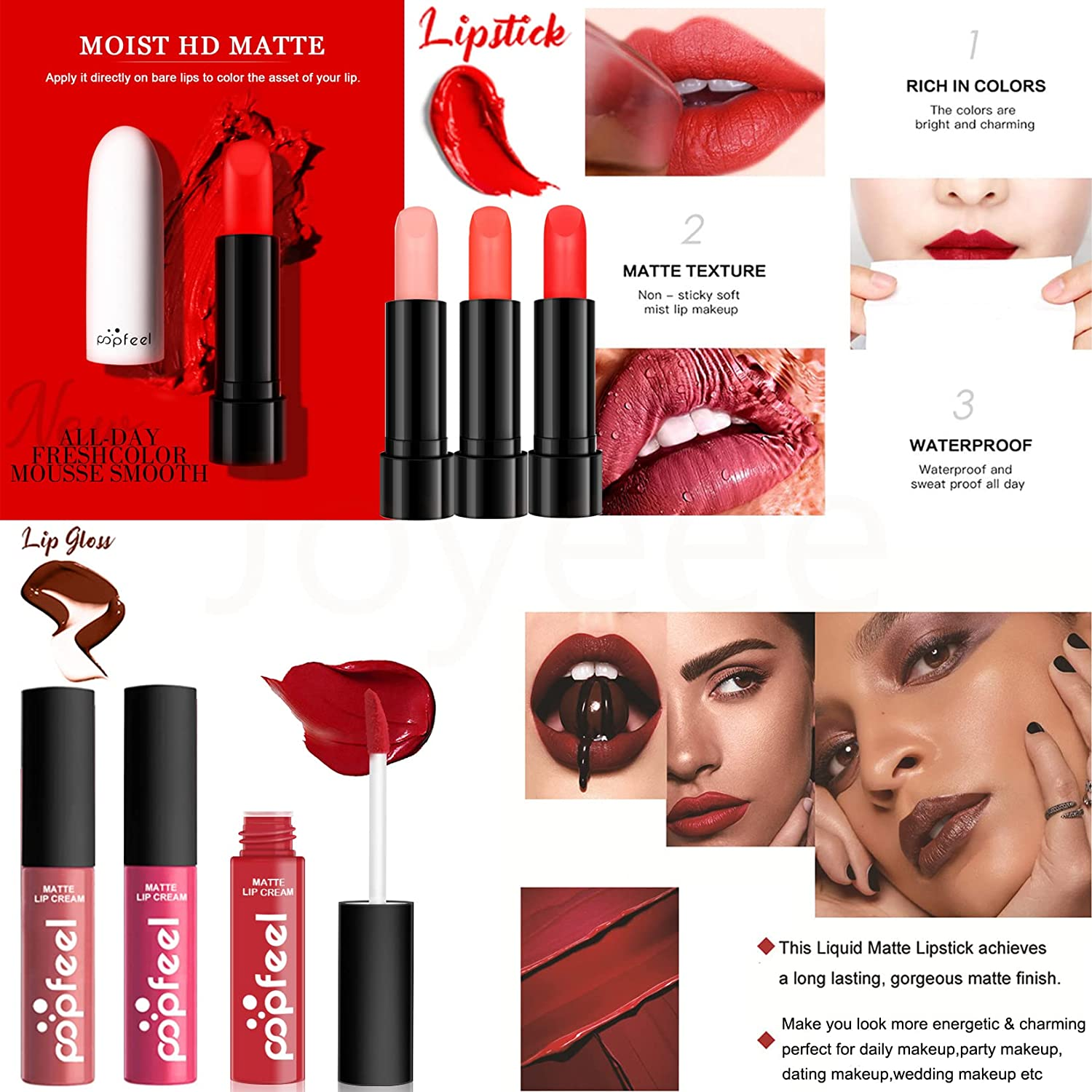 Professional Makeup Set,Mknzome Cosmetic Starter Kit with Storage Bag Portable Travel Make up Palette Birthday Xmas Gift Set Full Sizes Eyeshadow Face Powder Lip Gloss for Teenage & Adults (19 Pcs,Type A) image number 5