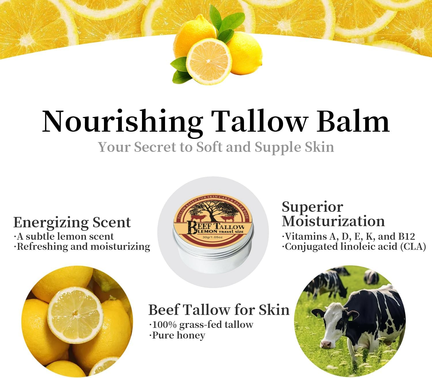 Beef Tallow, Tallow and Honey Balm, Beef Tallow for Skin, Organic Beef Tallow Balm Raw Wild Honey Moisturizer for Skin Full Body image number 2