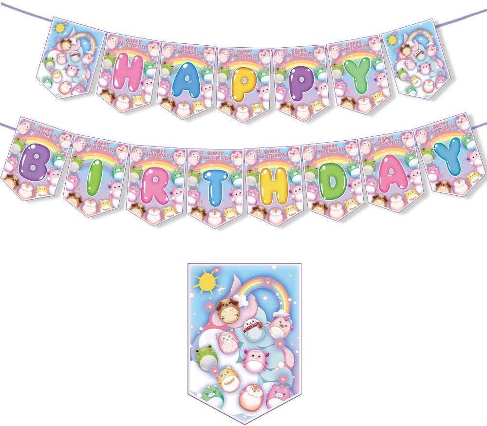 Party Supplies Decoration Set: Happy Birthday Banner, Balloons, Cake Topper, Cupcake Toppers for Kid'S Birthday Celebration