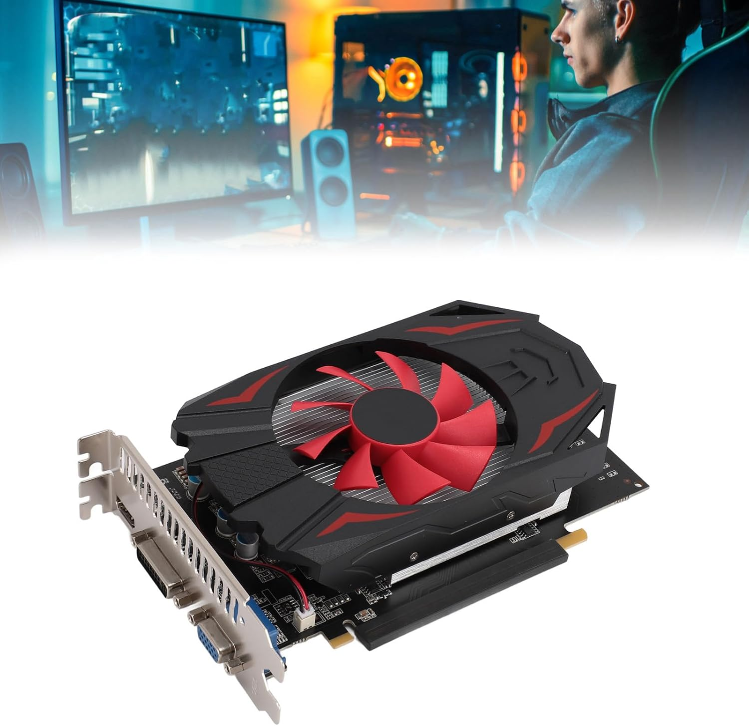 GTX1050 2GB DDR5 Gaming Graphics Card, 128Bit 5000MHZ Core Frequency, 2560X1600 Resolution, Support for Directx 12, PCI Express 2.0 16X Slot, Cooling Module image number 4