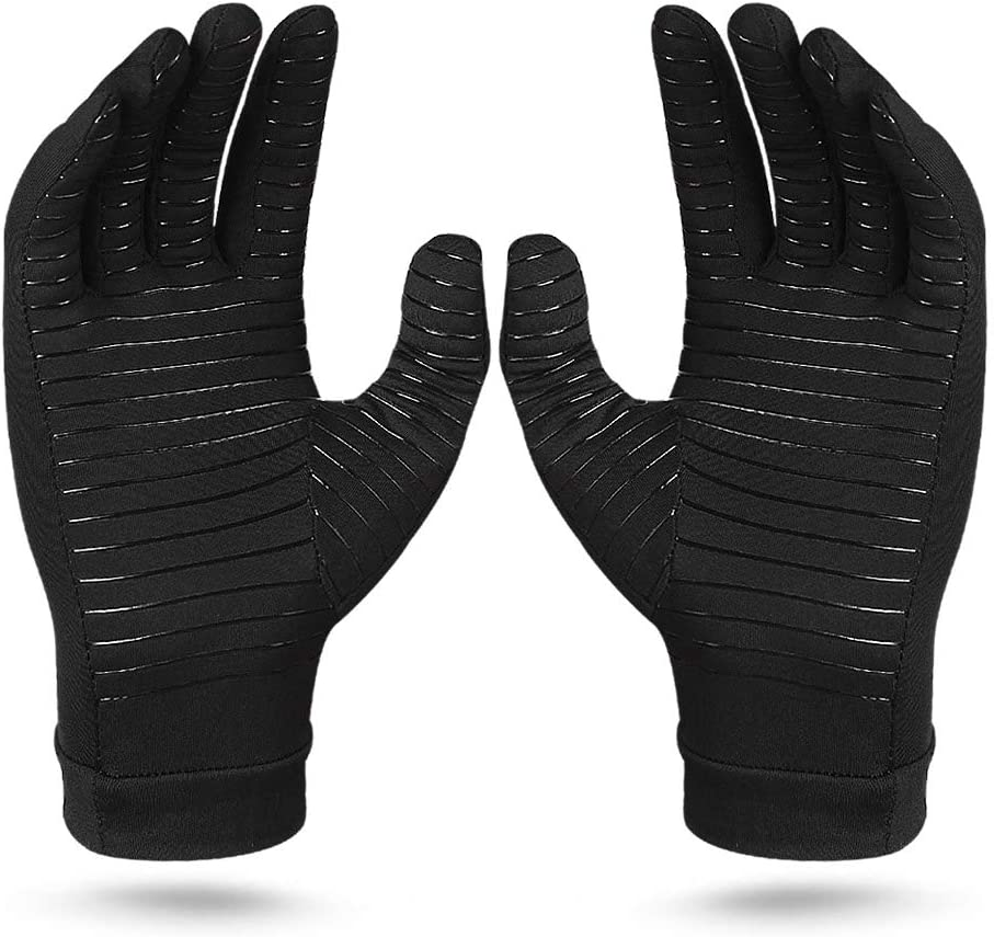 Compression Arthritis Gloves, Copper Fiber Relief Hand Arthritis Joint Pain Half&Full Finger Anti-Slip Sports Gloves for Men Women