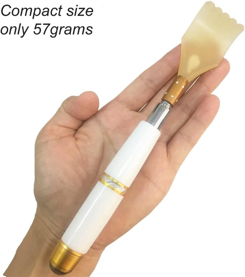 Back Scratcher for Adults, Portable Extendable Stainless Steel Telescoping Back Massager for Men Women Kids Itch Relief (20 to 53Cm) (White) - Brown image number 4