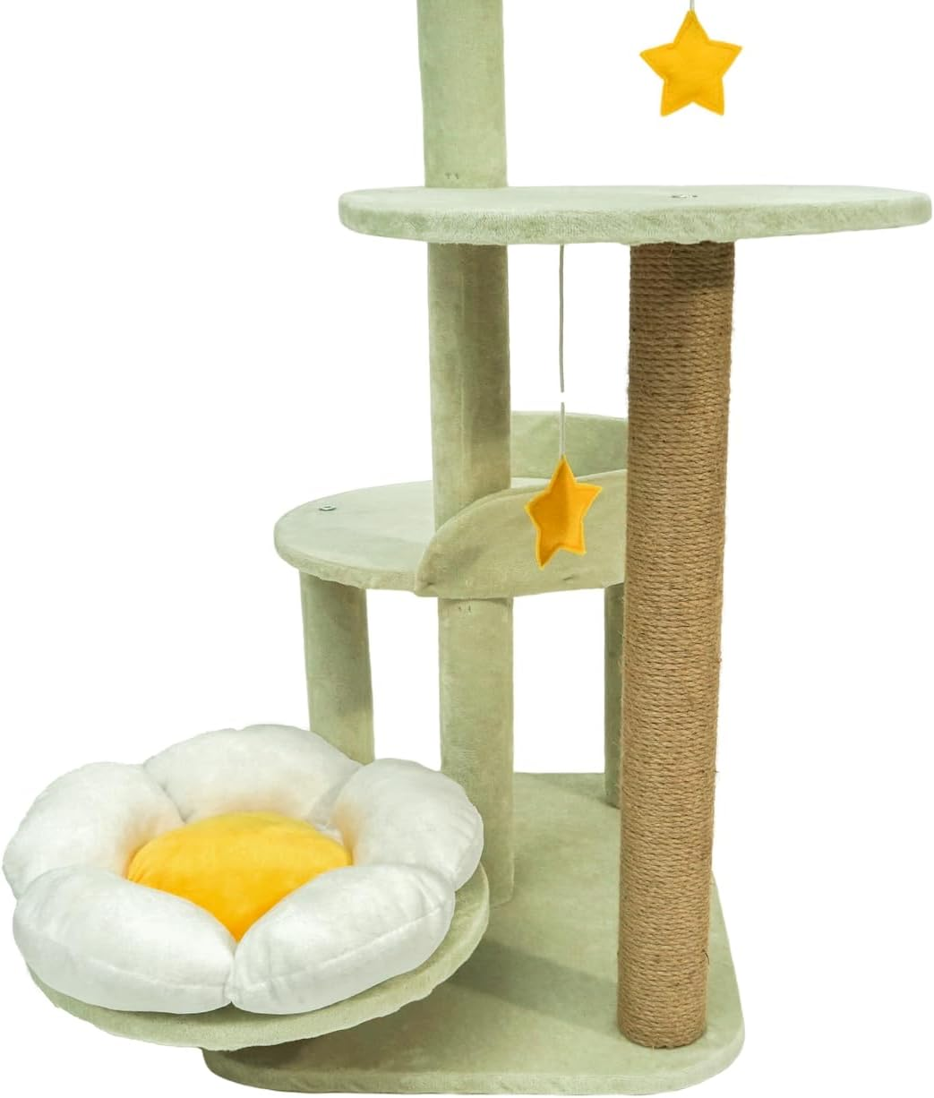 Stellar Play Multi-Level Cat Tree with Free Moon Pad - Soft Plush Finish, Scratching Post, Hanging Star Toys, and Cozy Nest - Eco-Friendly Tall Cat Tree for Play, Scratch, and Rest image number 2