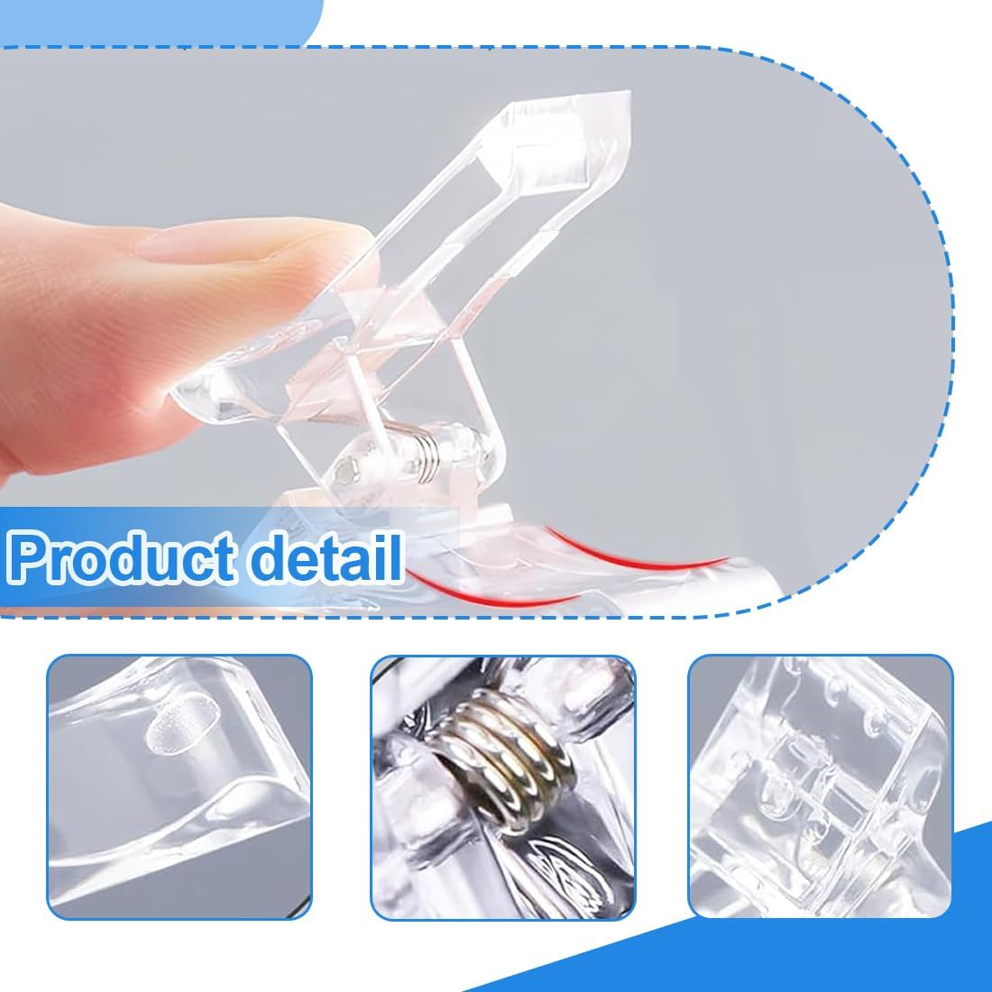 BIRLOZA Pack of 10 Polygel Nail Clips Nail Tips Clip Nail Tool Clip Nail Tips Clips Nail Clips for Poly Gel Nail Extension Nail Clips for Gel Nails (Transparent) image number 5