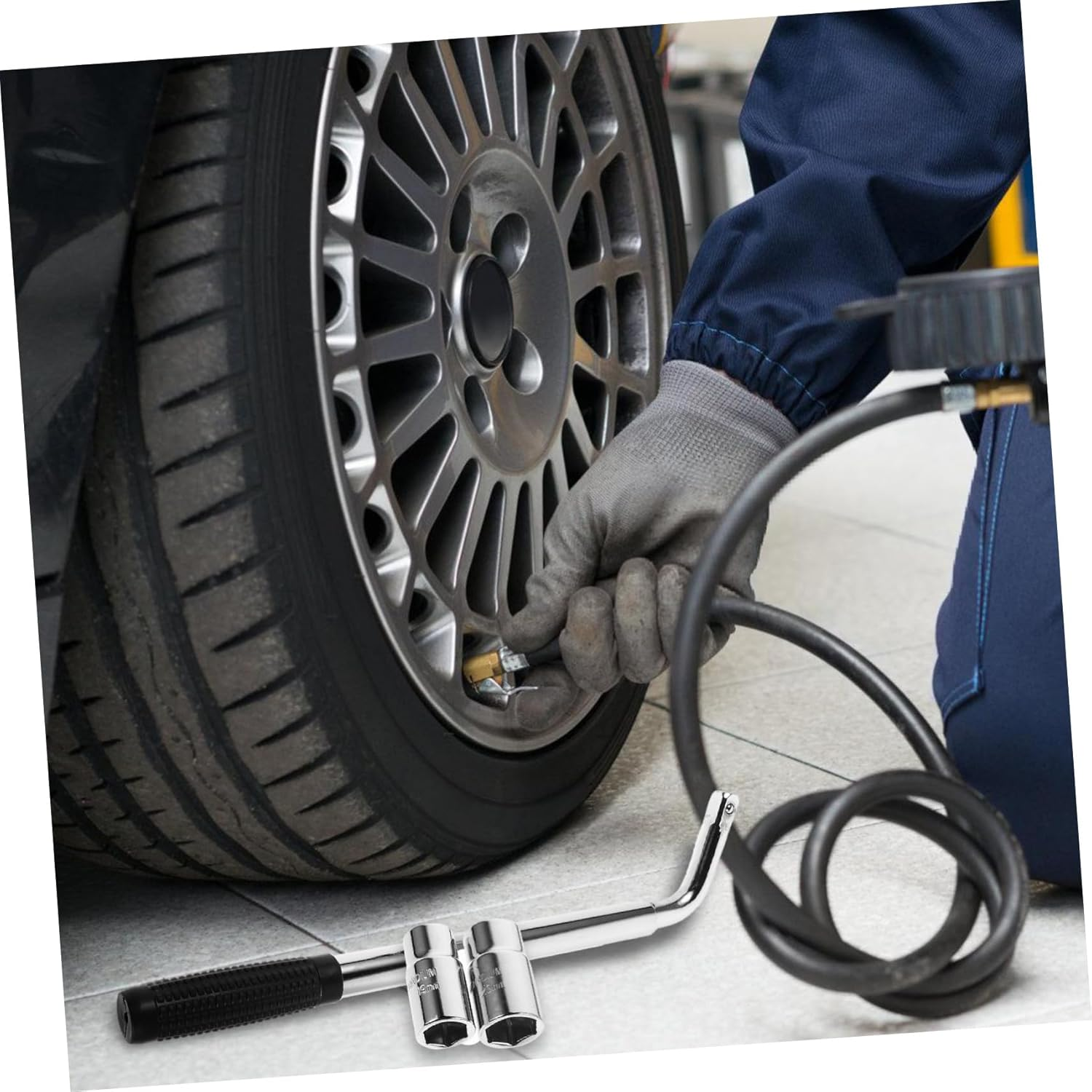 VINTORKY Accessories Set Hydraulic Handle Tire Wheel Lug Wrench Scissor Pole Automotive Repair Silver image number 3