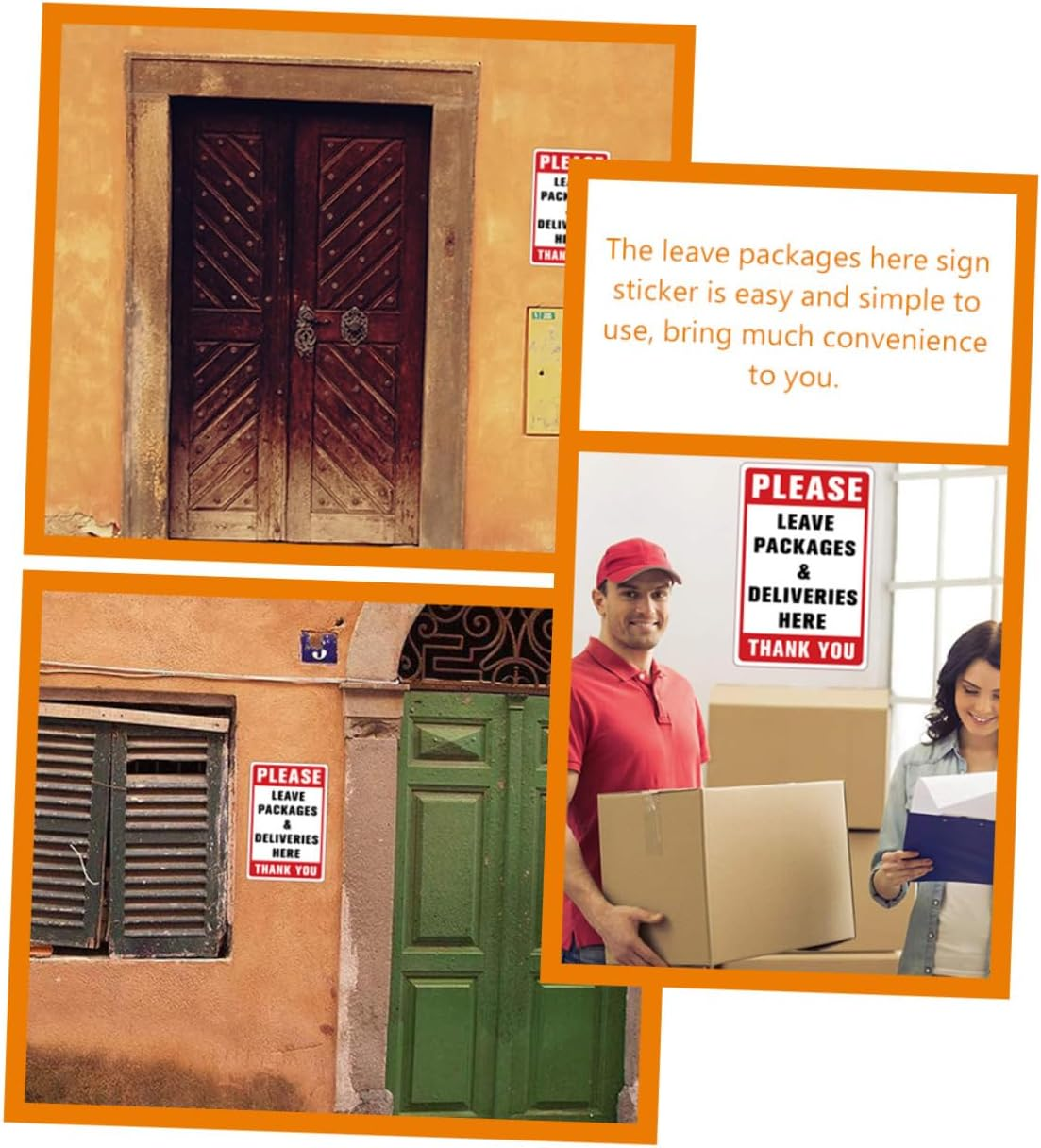 AUTSUPPL Please Leave Deliveries Here Sign Wall Adhesive Package Storage Sticker Practical Wall Decoration for Package Easy to Use PVC Sign for Deliveries and Packages image number 1