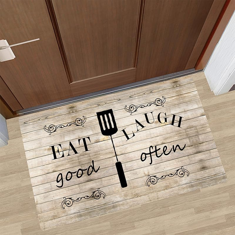 Black Washable Kitchen Rugs and Mats, Kitchen Floor Mat Non-Slip, 2 Piece Kitchen Rugs Set, 50Cm X 80Cm + 50Cm X 120Cm (Khaki, 50Cm X 80Cm + 50Cm X 120Cm) image number 4