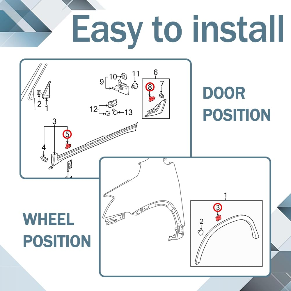 20PCS Wheel Flair Mounting Clip Rocker Moulding Fender Clip with Sealer, Fender Trim Clips, Wheel Flare Clips Compatible with Jeep Cherokee Compass, Replace OEM #68271803AA 68395627AA 11571175 image number 3