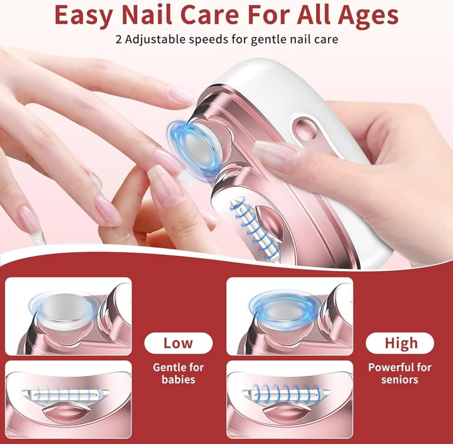 2026 New 4-In-1 Electric Nail Clippers, Electric Automatic Nail Clipper, 2 Speed Gears Adjustable Nail Cutter, Smart Nail Clipper with Polishing Light & Clip Storage, Seniors Gifts, Gifts for Women,Mom image number 3