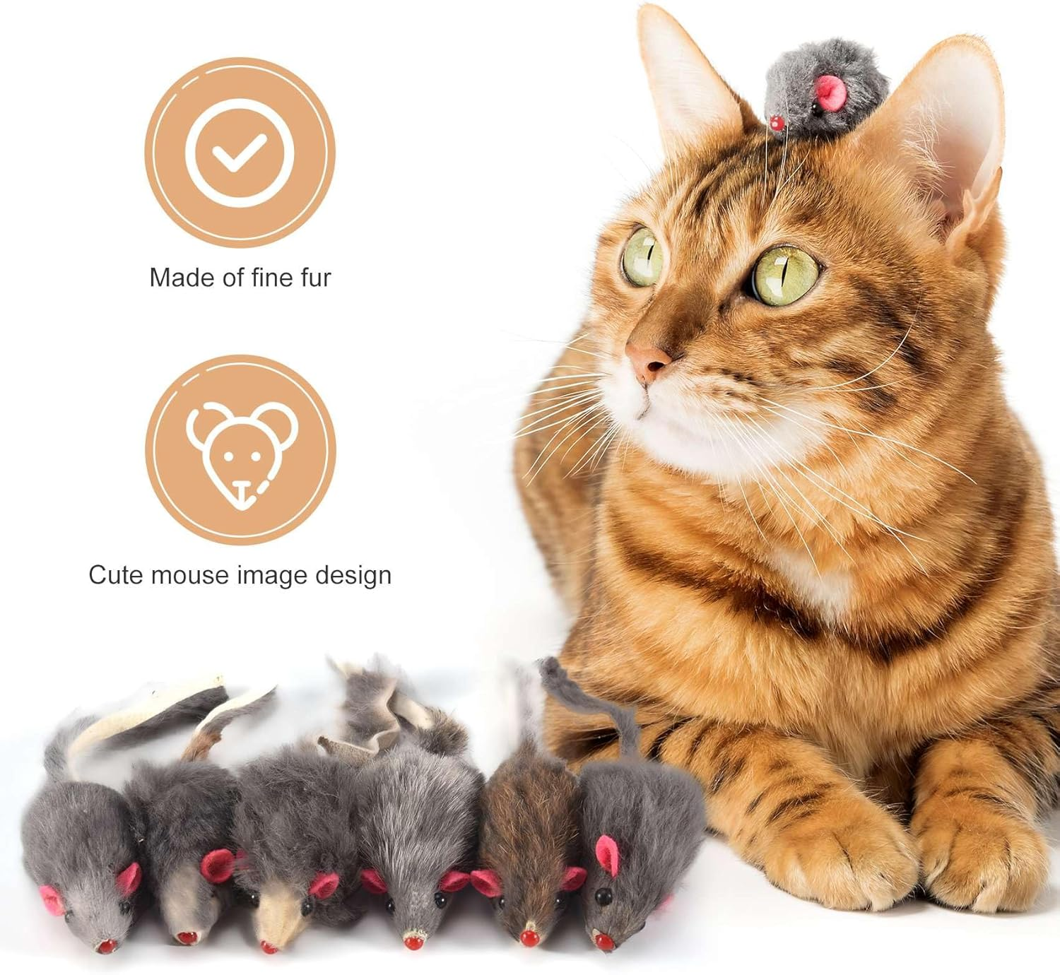 Bjworeye Real Fur Mice Cat Toys Pet Toy Children'S Toys 12-Pack image number 1