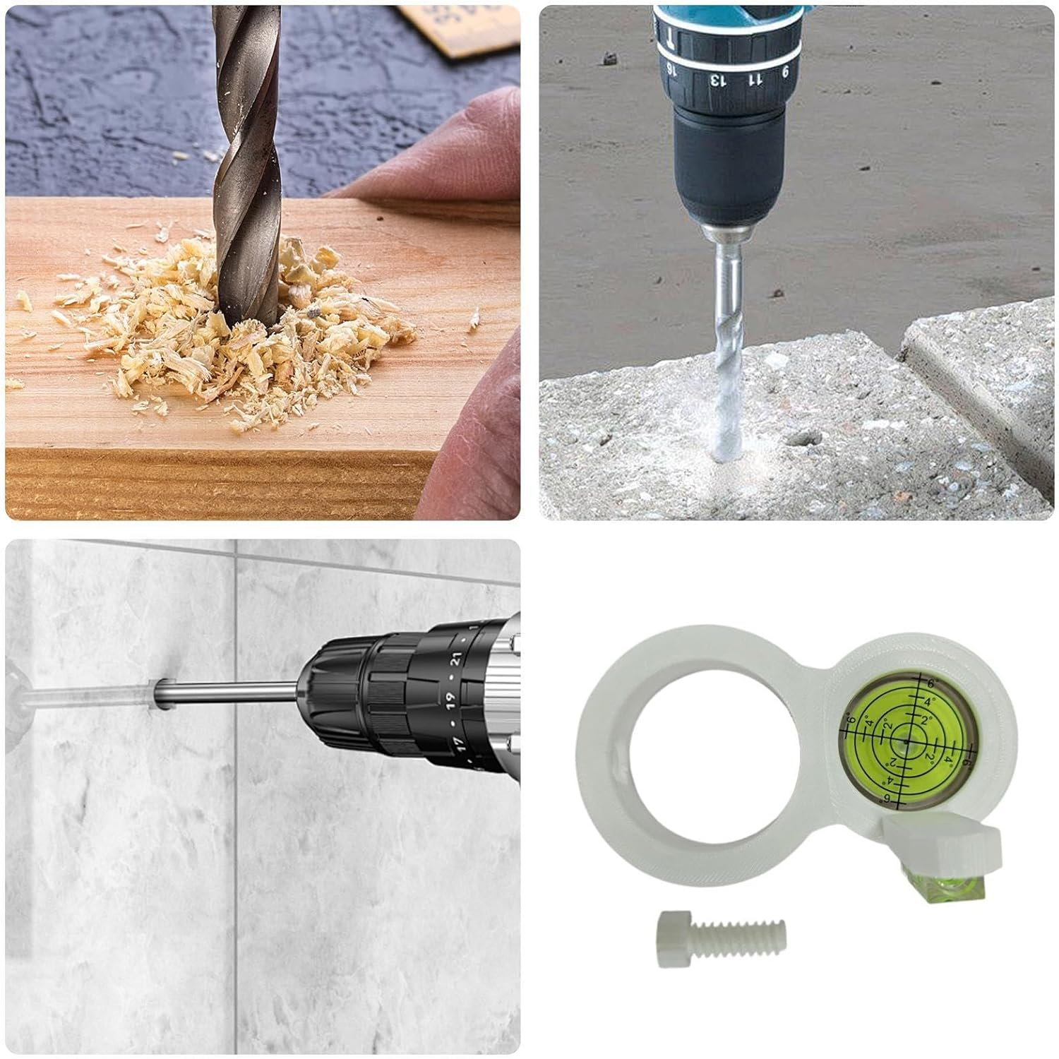 Drill Level Tool,Electric Drill Assistant Leveler,Precision Circular Spirit Level - for Wall Decoration Photo Frame Pipeline Laying Home Repair House Improvement Construction