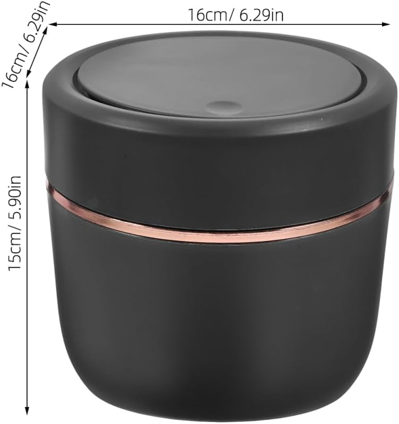 COHEALI Elegant Lidded Trash Can Portable Desktop Trash Can Miniature Rubbish Bucket Bin for Bedroom Waste Basket Bin image number 1