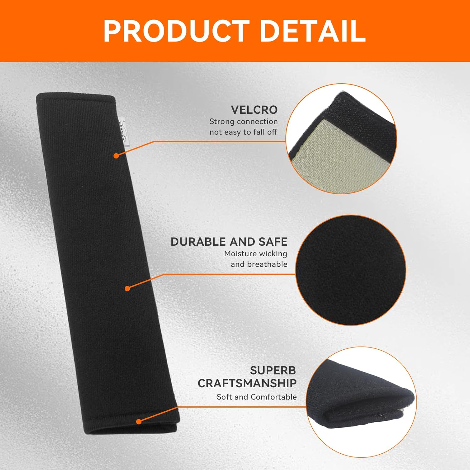 GAMPRO Car Seat Belt Pad Cover 2-Pack Soft Car Safety Seat Belt Strap Shoulder Pad for Adults and Children Suitable for Car Seat Belt Backpack Shoulder Bag(Black) image number 5