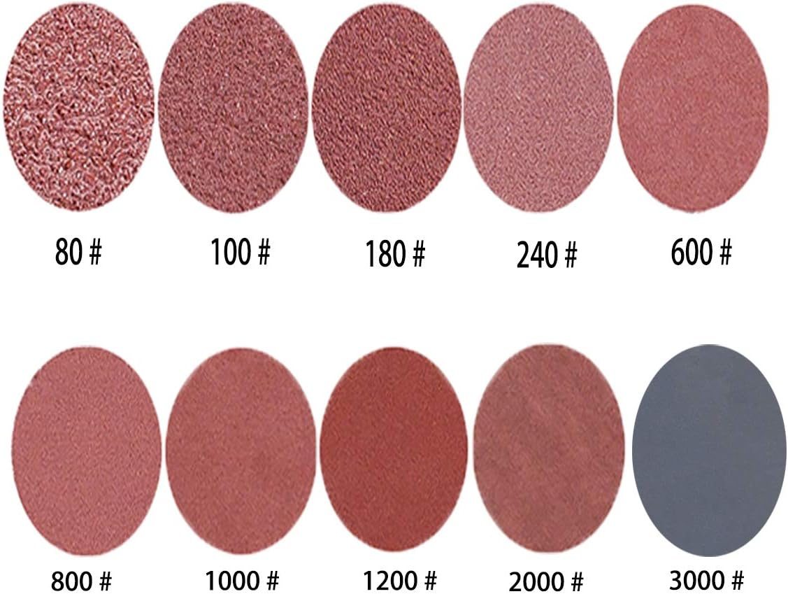 100 Pieces 2 Inch Sanding Discs, 80-3000 Grit Sandpaper with 1/4" Shank Backing Plate and Soft Foam Buffering Pad, for Drill Grinder Rotary Tool, Hook and Loop Sand Paper Assortment Pack image number 2